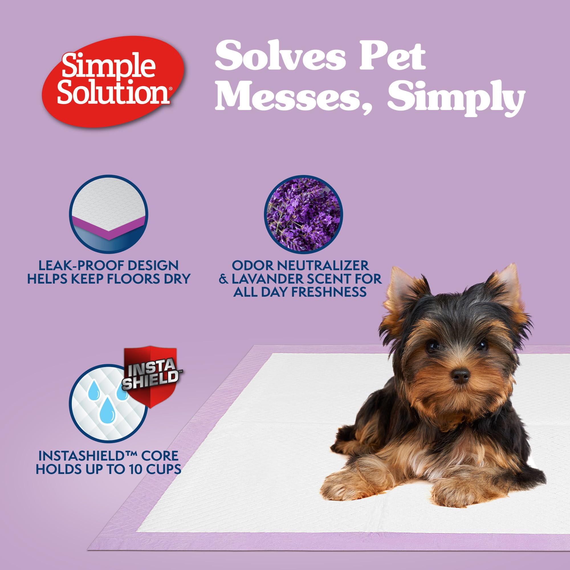 Simple Solution 6-Layer All Day Premium Dog Pads | Lavender Scent | 23 X 24 100 Pads