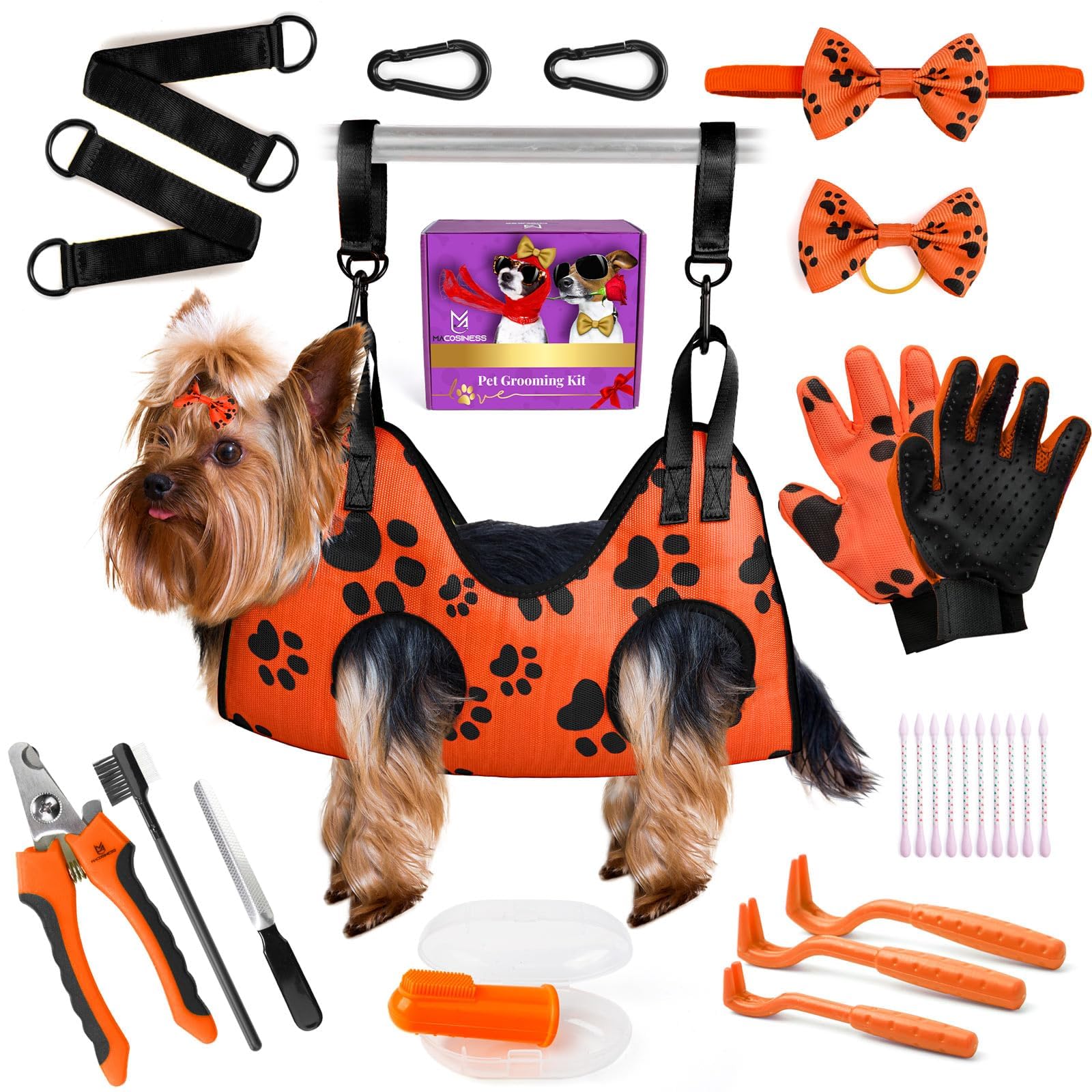 Macosiness 2025 16-In-1 - Dog Grooming Hammock - Dog Hanging Harness For Nail Trimming - Pet Grooming Hammock - Dog Sling For Na