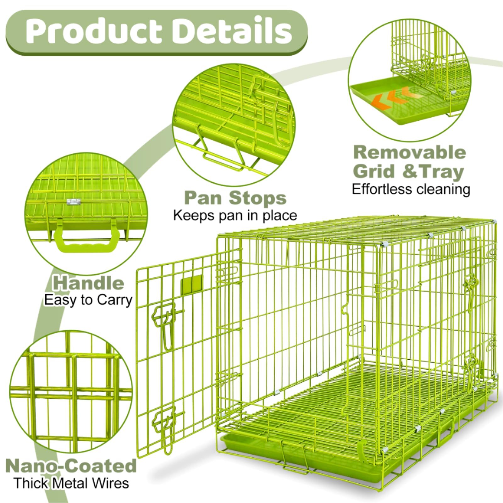Homey Pet 30 Inch Dog Kennel Indoor, Green Dog Cage For Small Dogs Foldable Dog Crates For Medium Dogs Nano-Coated Metal Wire Do