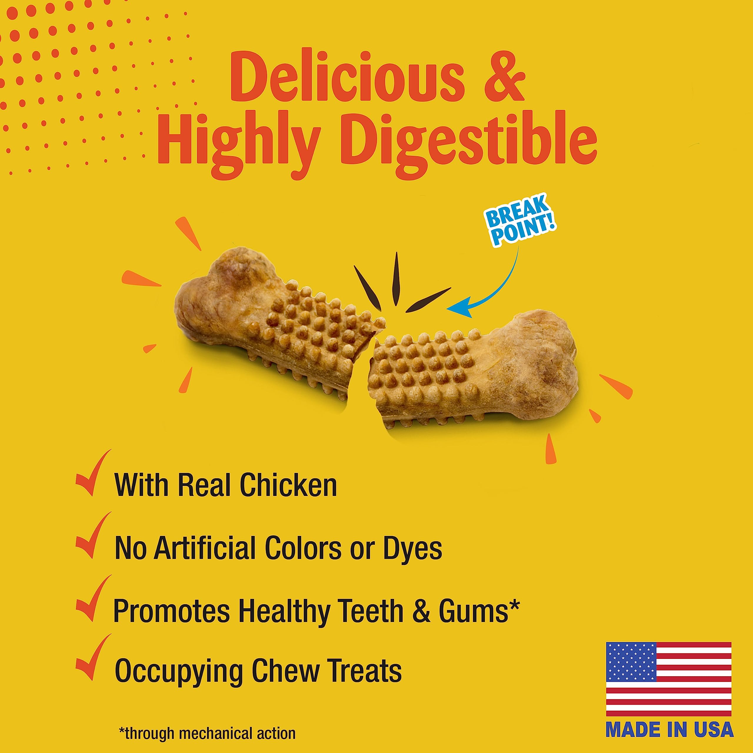 Nylabone Nubz Chicken Dog Treats I All Natural Edible Chew Treats for Dogs l Made in USA l 18 Pack Large - Up to 50 lbs.