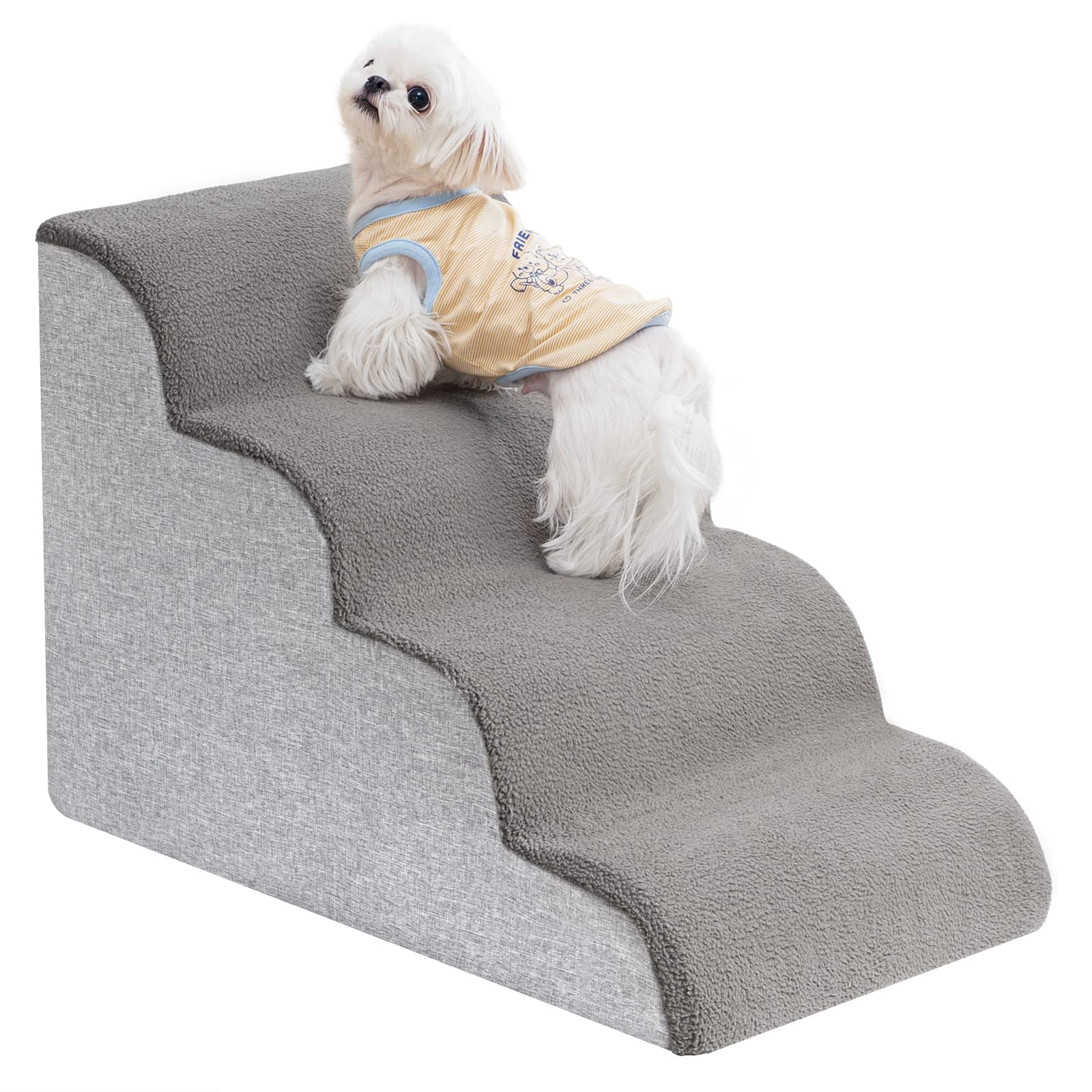 Uross Dog Stairs for Small Dogs Dog Steps Stairs Ramps for High Bed Couch, High Density Foam Pet Steps Stairs for Dogs to Get o