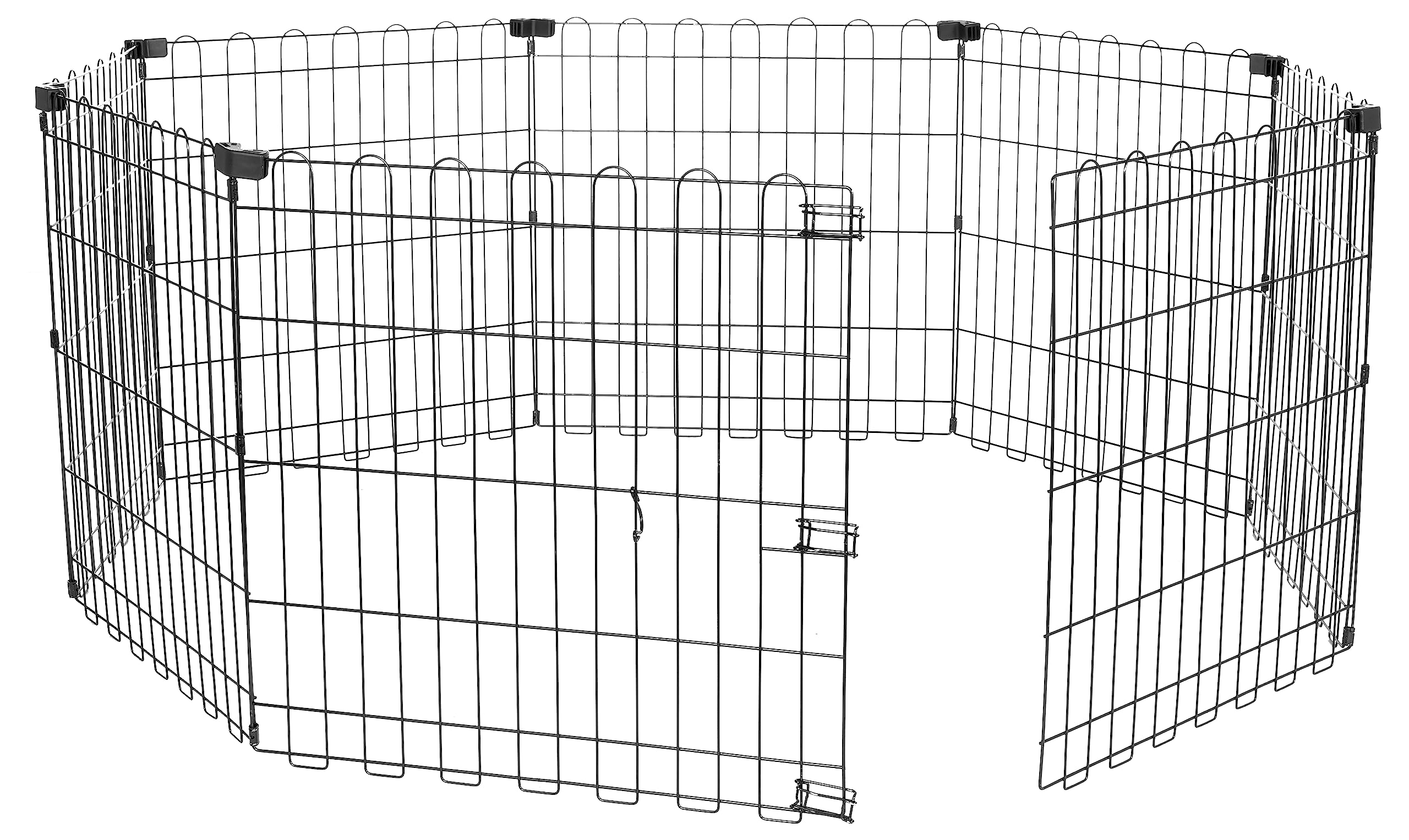 Amazon Basics Foldable Octagonal Metal Exercise Dog Playpen - Indoor/Outdoor, No Door, Extra Small (8 Panels, 24 X 24), Easy To 