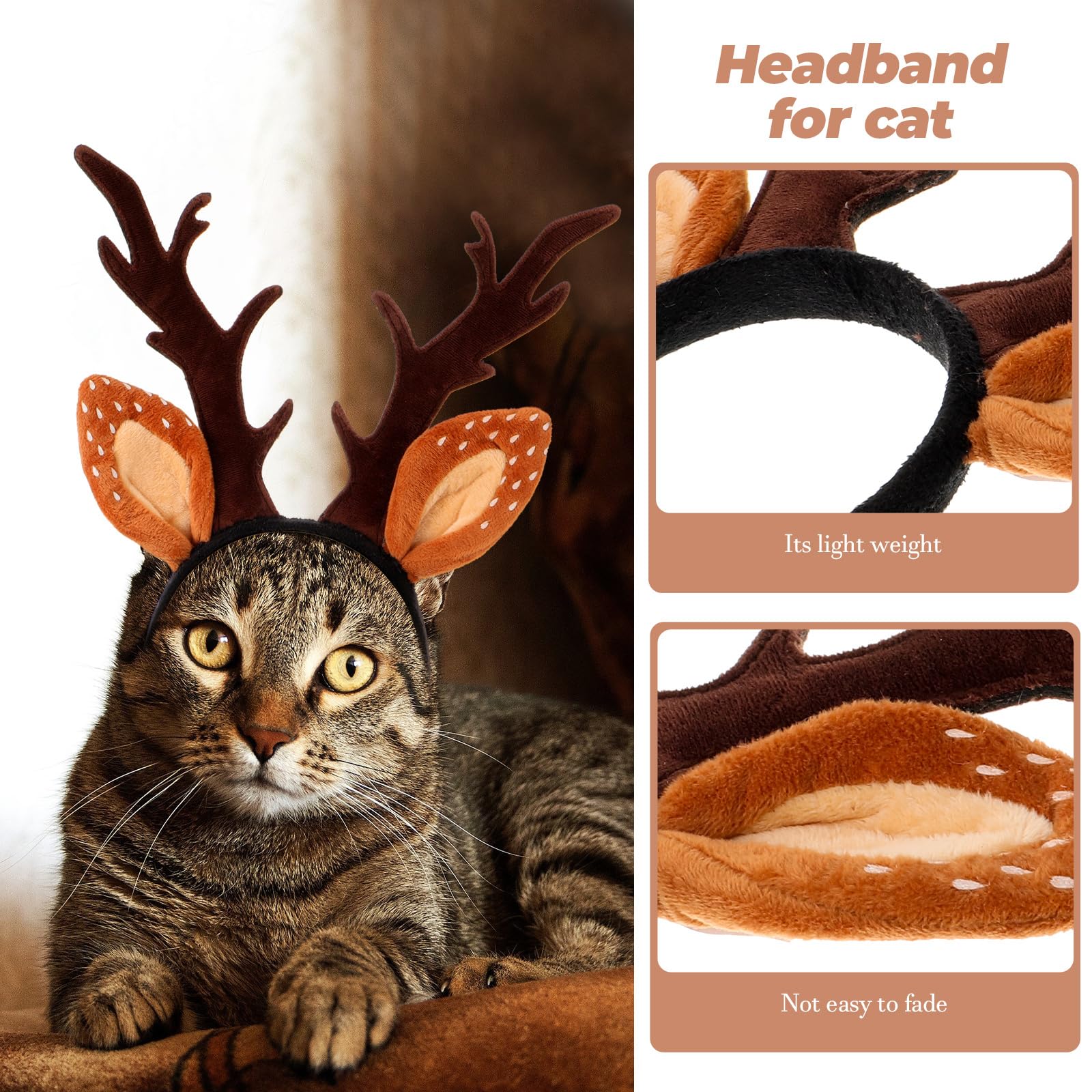 Hemobllo Christmas Cat Antler Headband - Adjustable Hair Hoops Hair Accessory For Cats And Kittens (Size ) - Festive Holiday Costume For Pets