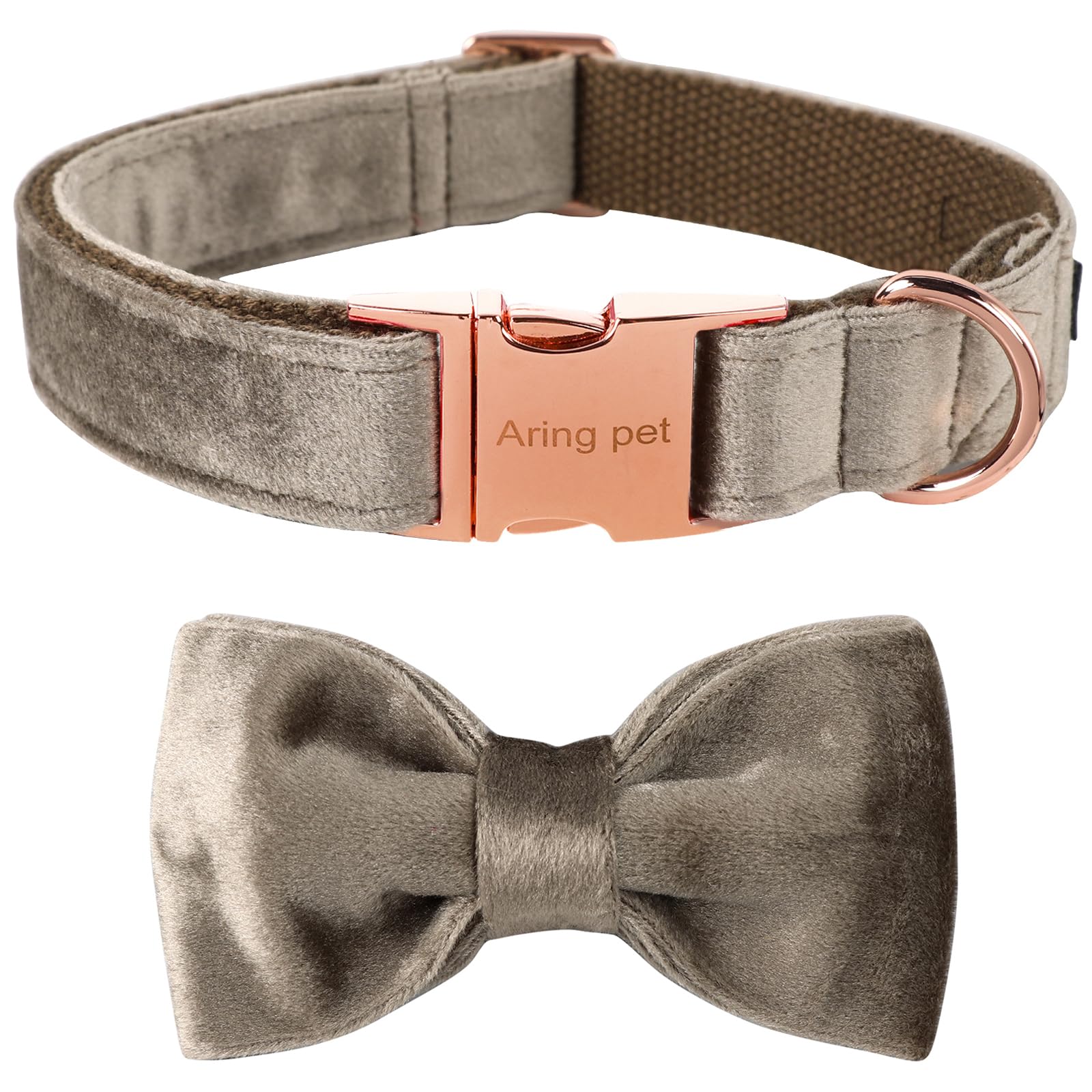 ARING PET Bowtie Dog Collar,Velvet Dog Collars with Detachable Bowtie, Adjustable Bow Tie Collar for Girl and Boy Dogs.