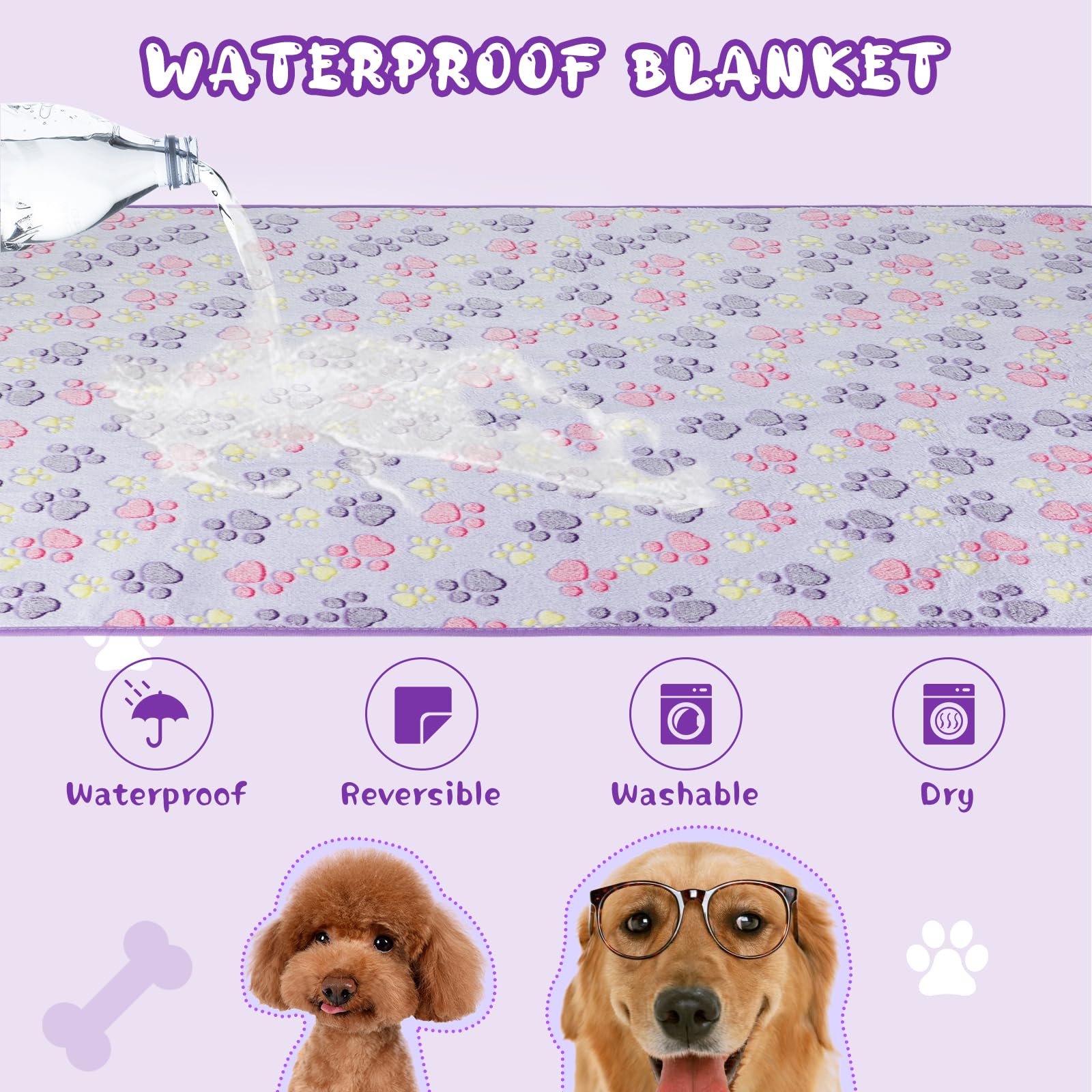 YUEPET Waterproof Dog Blankets, 6 Pack Washable Dog Blankets for Bed Couch Sofa Protector Fleece Flannel Puppy Blanket Soft Plus