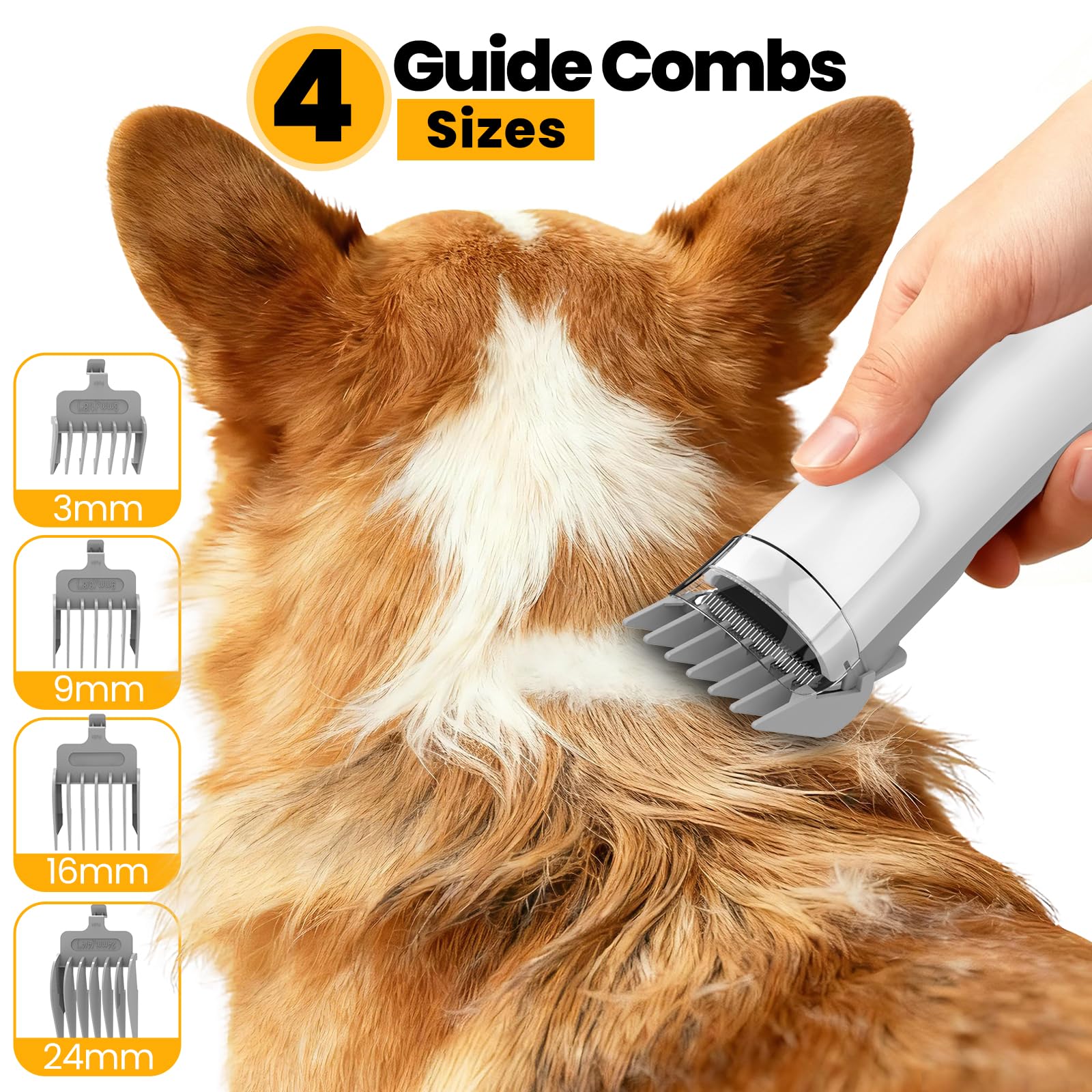 FIXR Dog Grooming Vacuum, All-in-One Pet Grooming Kit with Hair Clipper & Shedding Brush, Low Noise 12,000Pa Dog Hair Remover Va