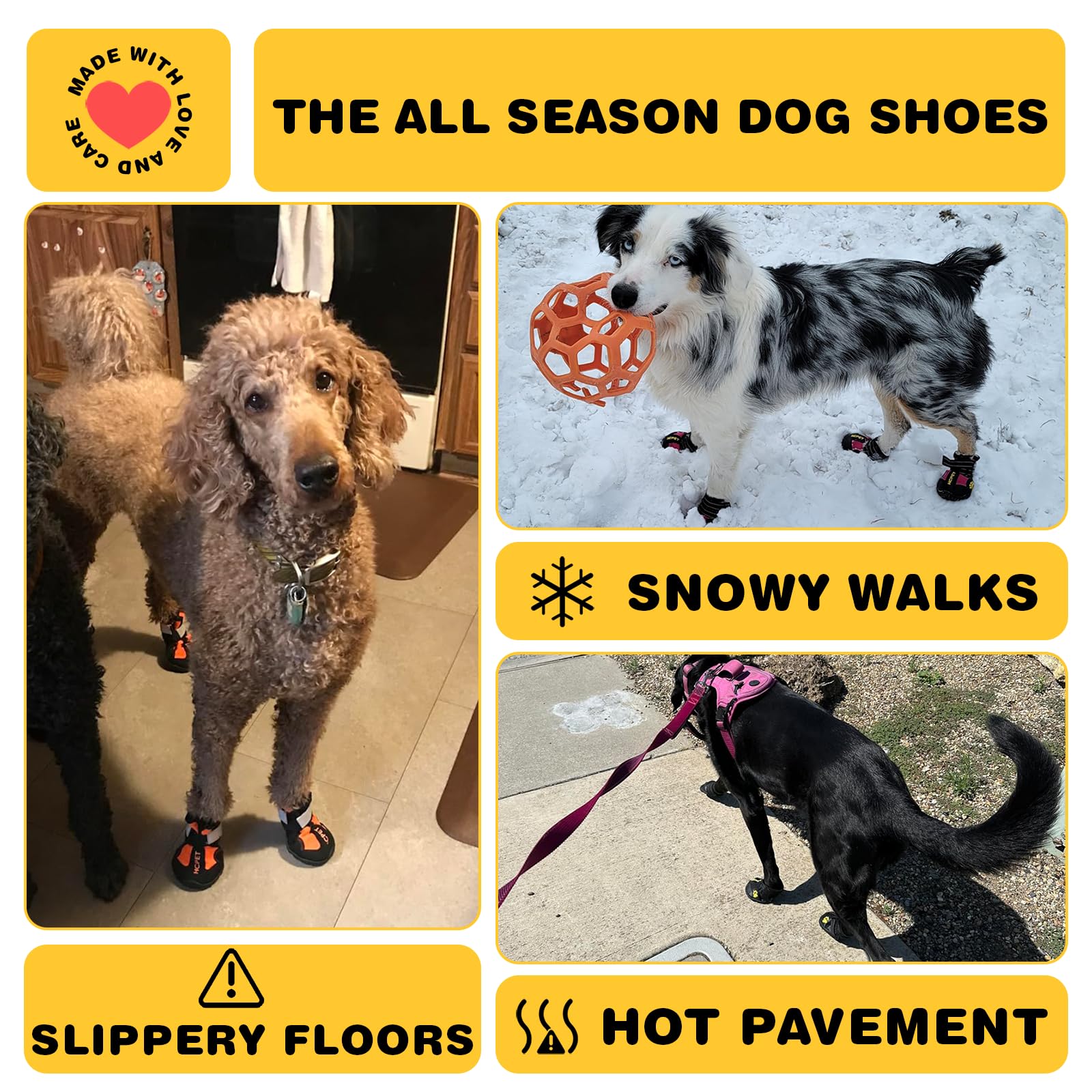 Hcpet Dog Shoes, Dog Boots For Small Dogs, Waterproof Medium Dog Booties Paw Protector For Summer Hot Pavement, Winter Snowy Day