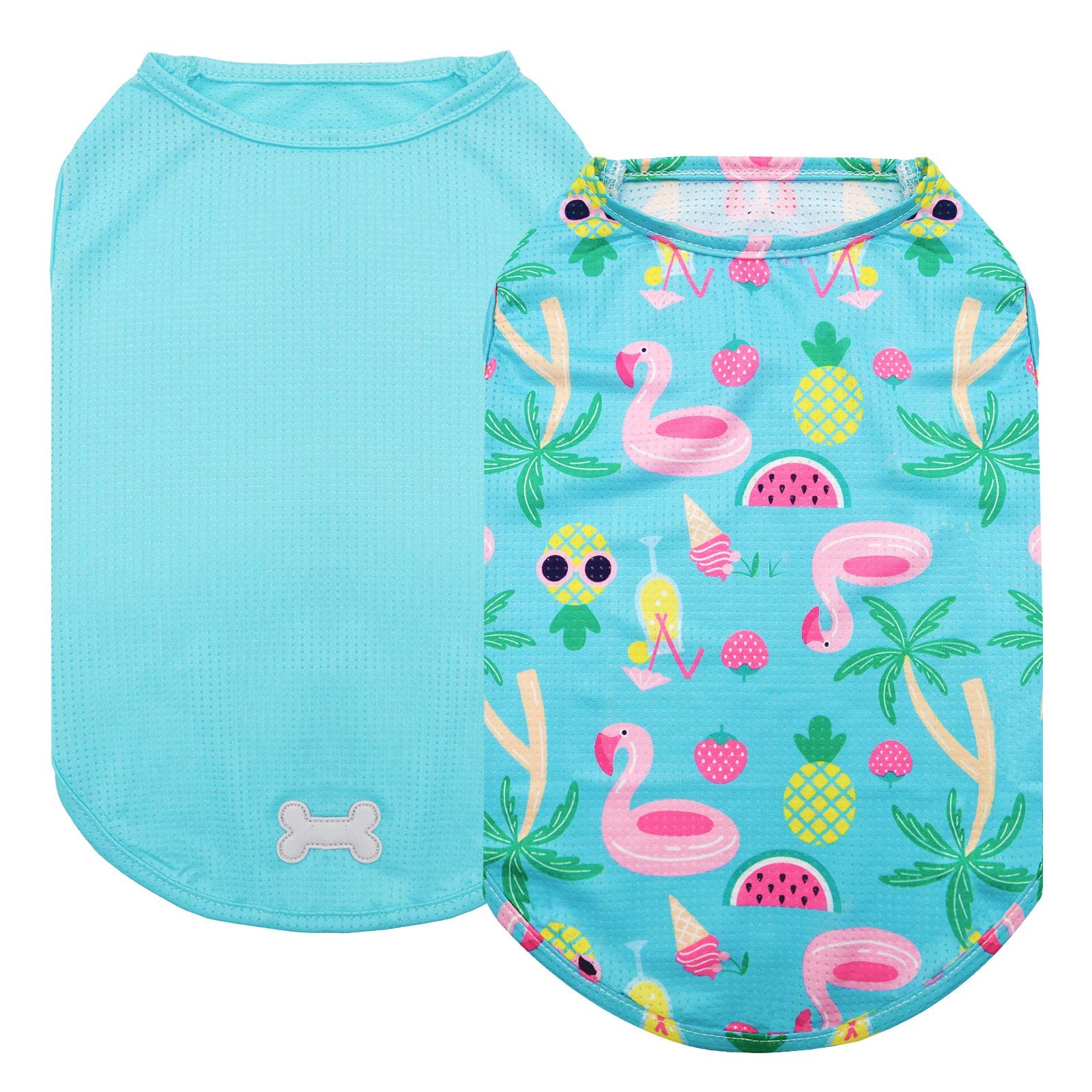 Kyeese 2 Pack Dog Shirts Hawaii Quick Dry Lightweight Dog T-Shirts With Reflective Label Tank Top Sleeveless Dog Vest For Small Dogs Great For Summer Flamingo