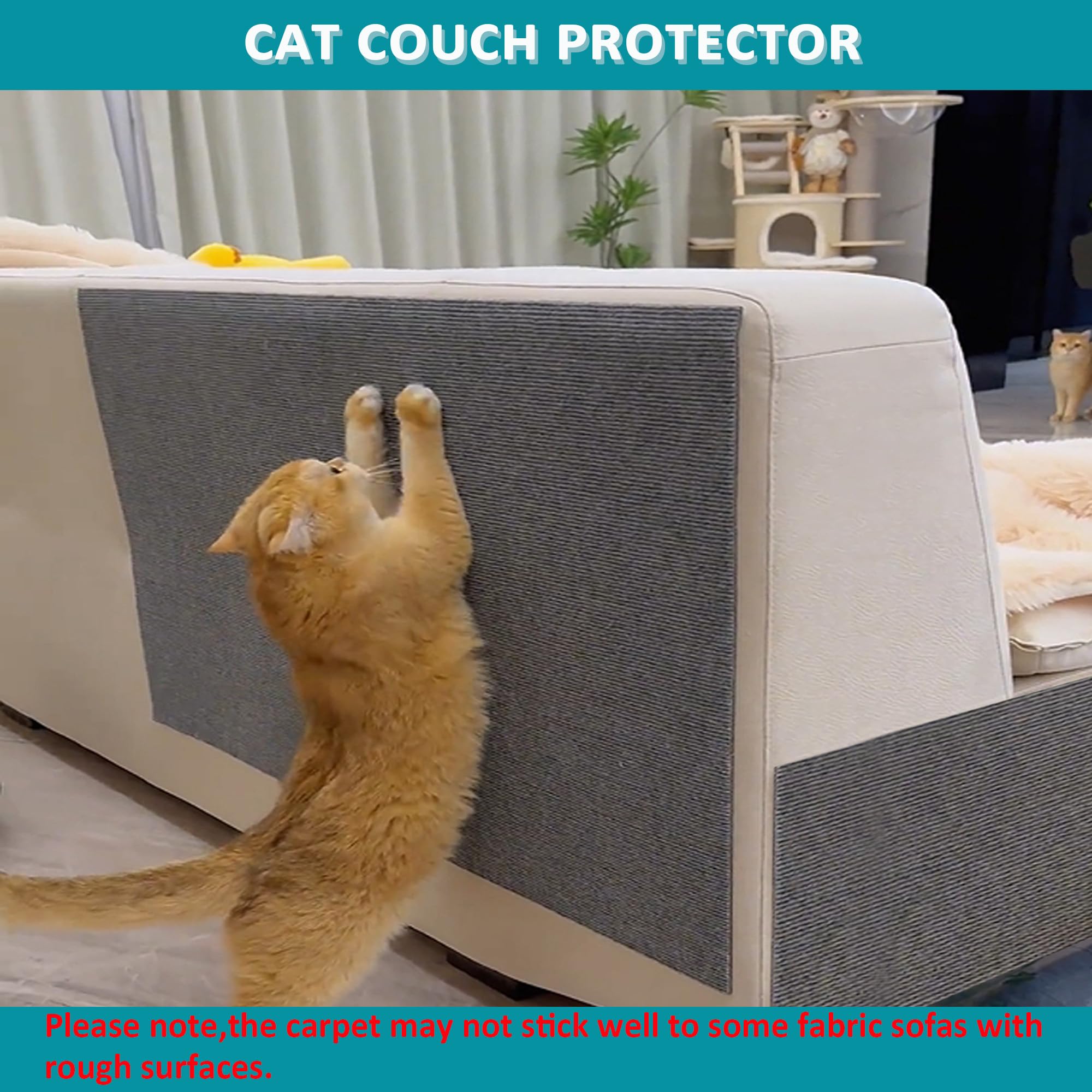 Cat Furniture Protectors From Scratching,Adhesive Cat Couch Protector,78.7X15.8Inch Diy Wall Scratcher,Couch Corner Scratcher Ma