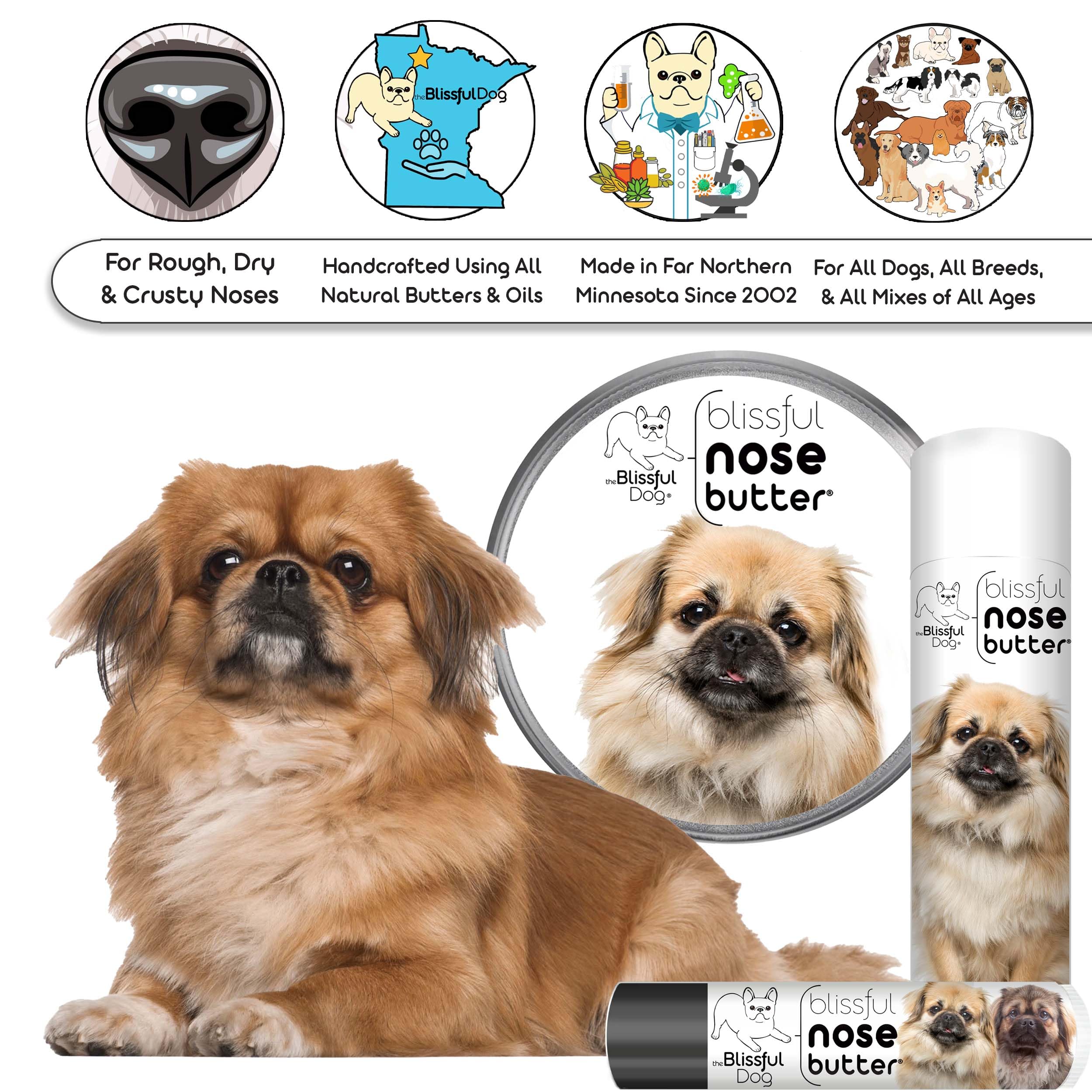 The Blissful Dog Tibetan Spaniel Unscented Nose Butter - Dog Nose Butter, 4 Ounce