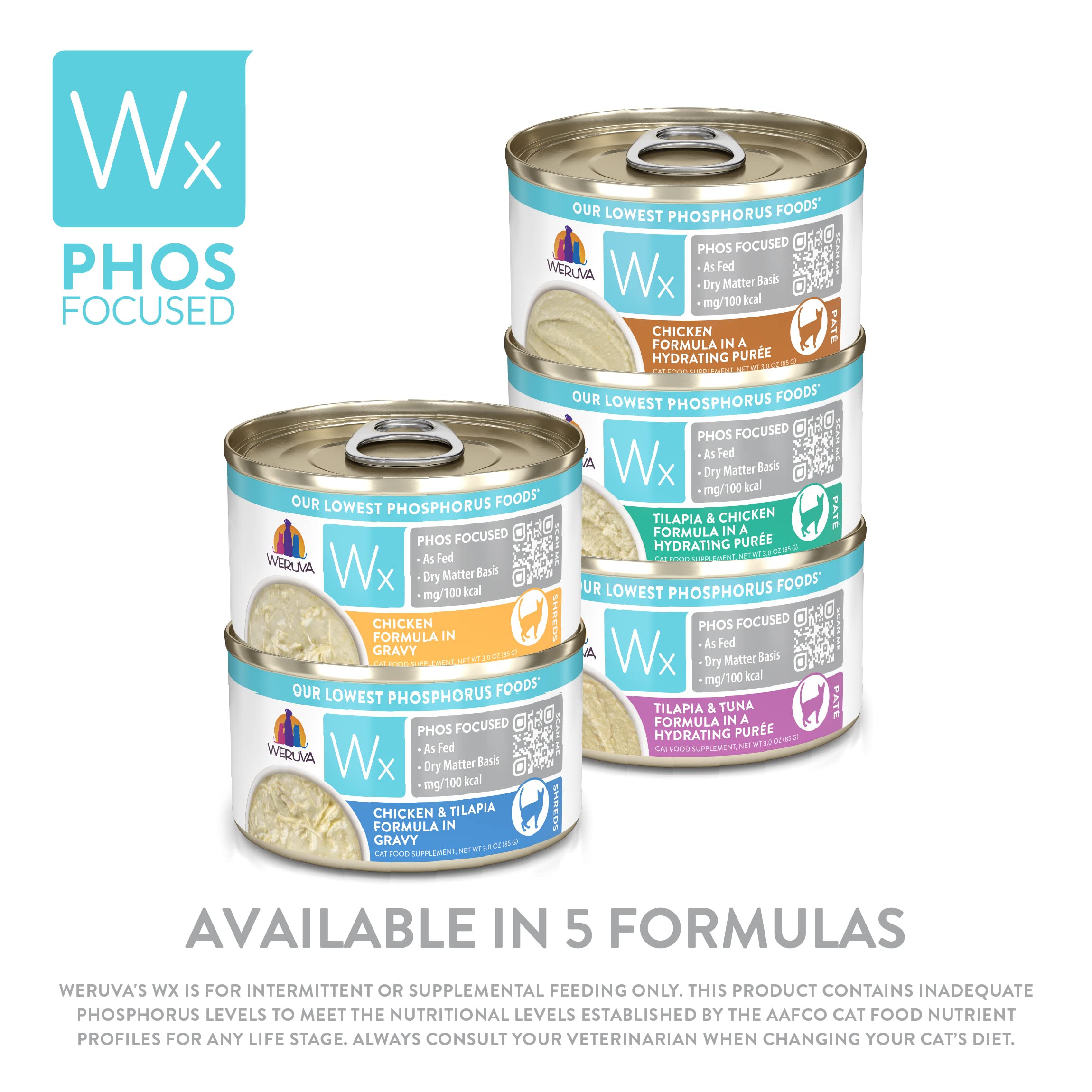 Weruva Wx Phos Focused, Chicken & Tilapia Formula in Gravy, 3oz Can (Pack of 12)