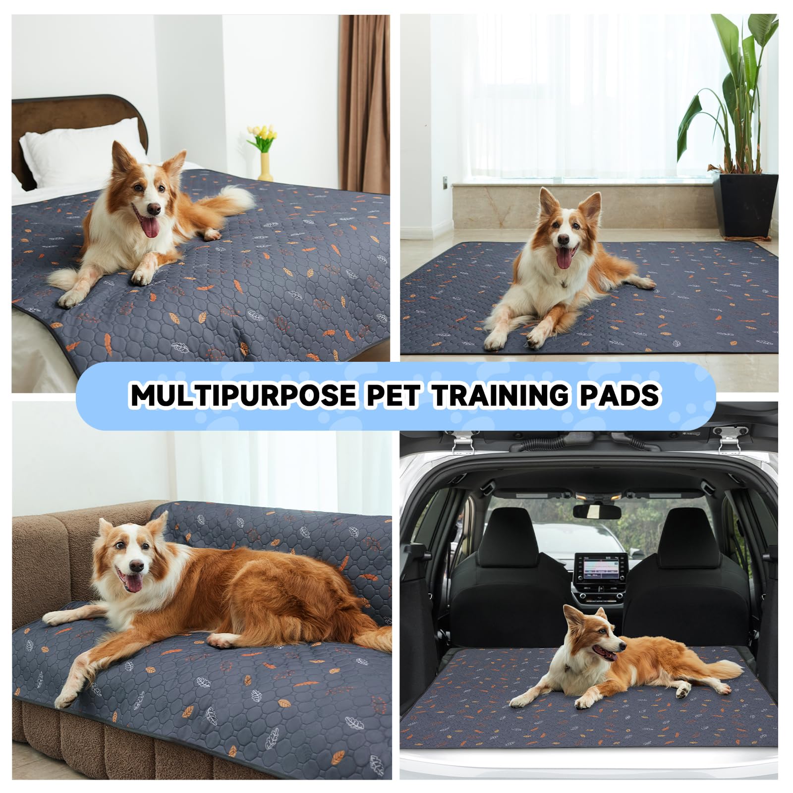 Sunheir 2-Pack Extra Large Reusable Dog Mat For Floor, Dog Playpen, Non-Slip Waterproof Dog Pee Pad, Super Absorbent Washable Pee Pads For Dogs, Pet Whelping Pads, Crate, Potty Training - 36' X 72'