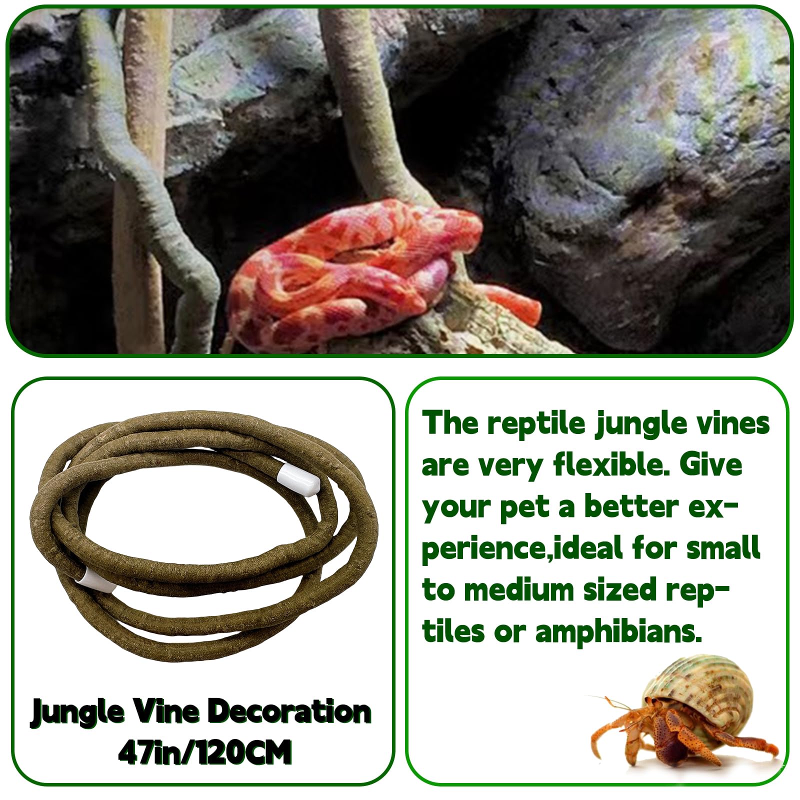 6Pcs Bearded Dragon Hammock Lizard Natural Seagrass Hammock Reptile Jungle Climbing Vines And Leaves With Suction Cups Habitat Décor Tank Accessories For Hiding& Climbing Snake Gecko Bird Chameleon