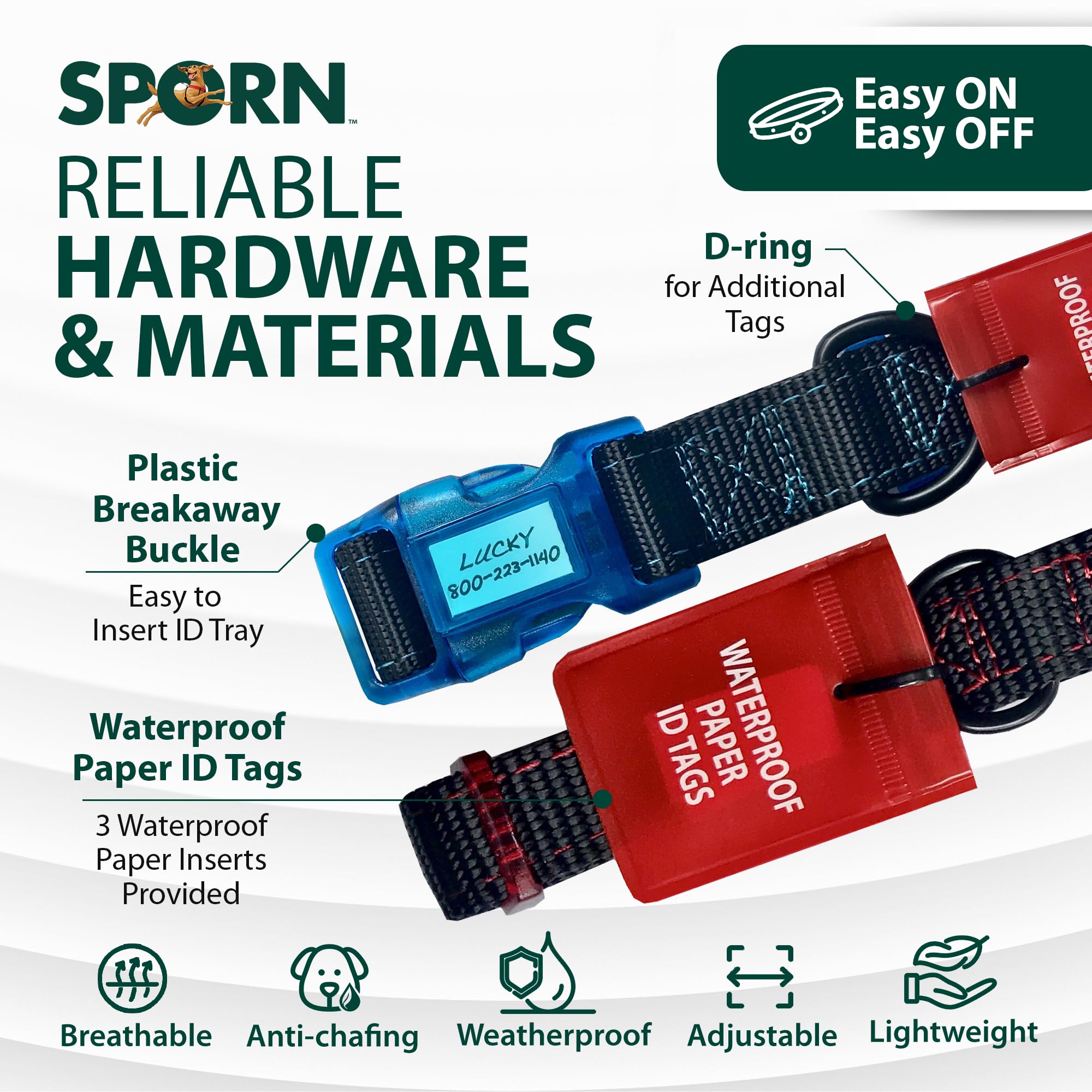 Sporn Dog Id Collar For Small Dogs, Black & Blue Small Dog Collar Made Of Nylon With Contrasting Colored Stitiching, Dog Collars