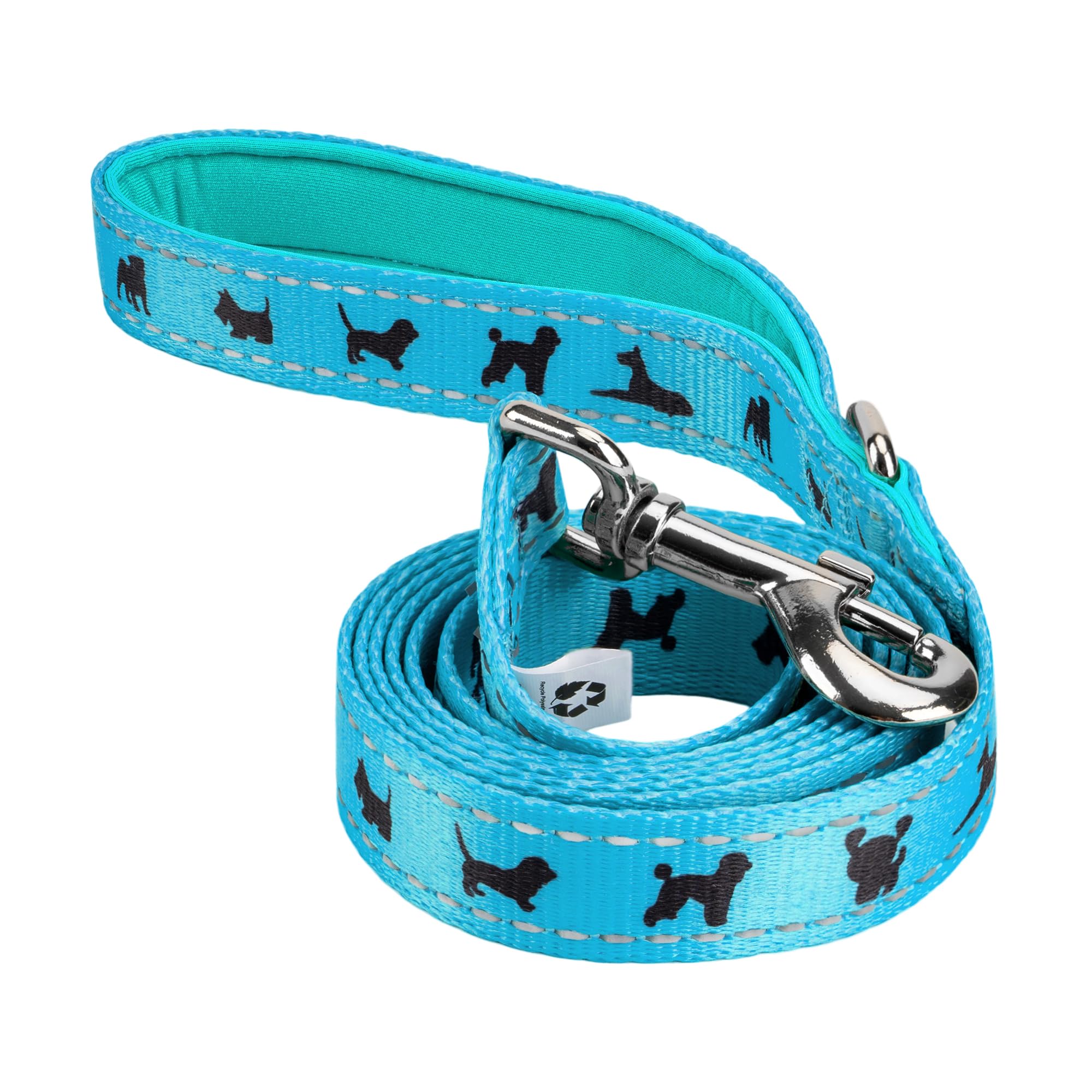 Ecobark Dog Leash - Soft & Reflective Comfort Training Leashes With Padded Handle - Strong Durable Heavy Duty - Training And Pulling For Small, Medium Or Large Dogs (Sky Blue)