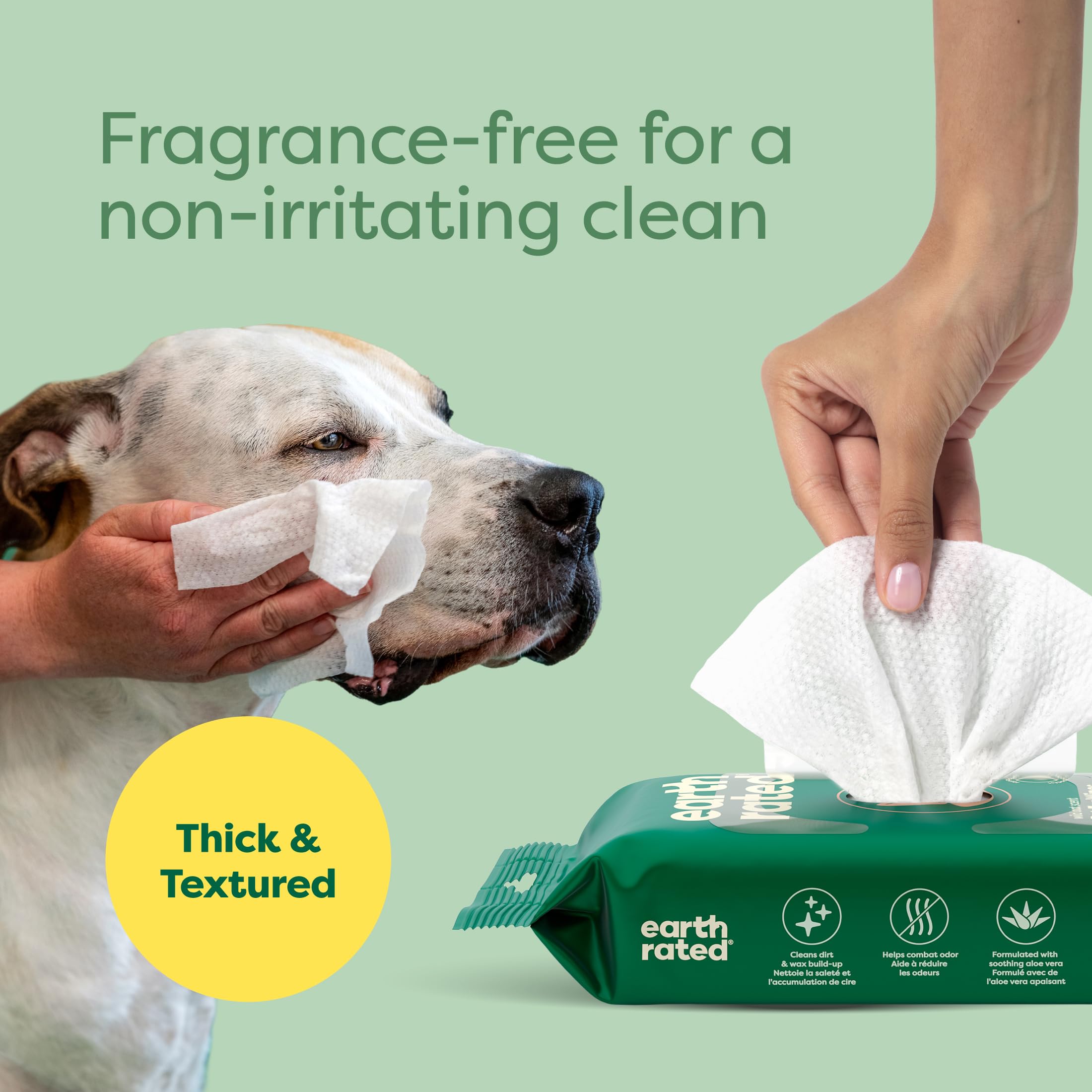 Earth Rated Vet-Developed Pet Eye Wipes, Hypoallergenic Cleaner For Dogs & Cats Eyes To Remove Dirt & Discharge, Fragrance Free,