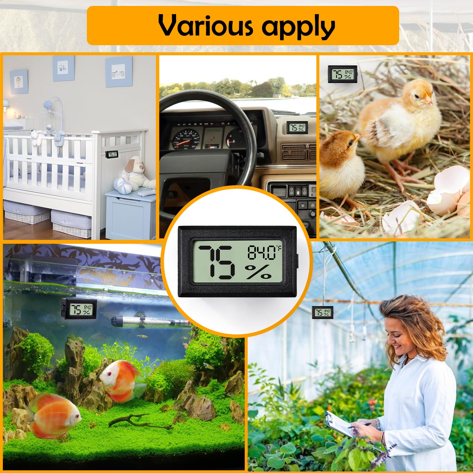 4 Pcs Rectangle Reptile Thermometer And Humidity Gauge For Bearded Dragon Accessories, Reptile Tank Accessories For Jumping Spid