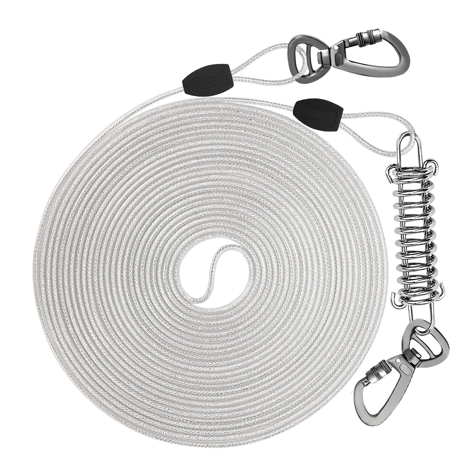 Petbobi Dog Tie-Out Cable up to 250lbs - 30ft Heavy Duty Pet Tether for Yard Camping, 5mm Steel Wire Cables for Outdoor, Chain L