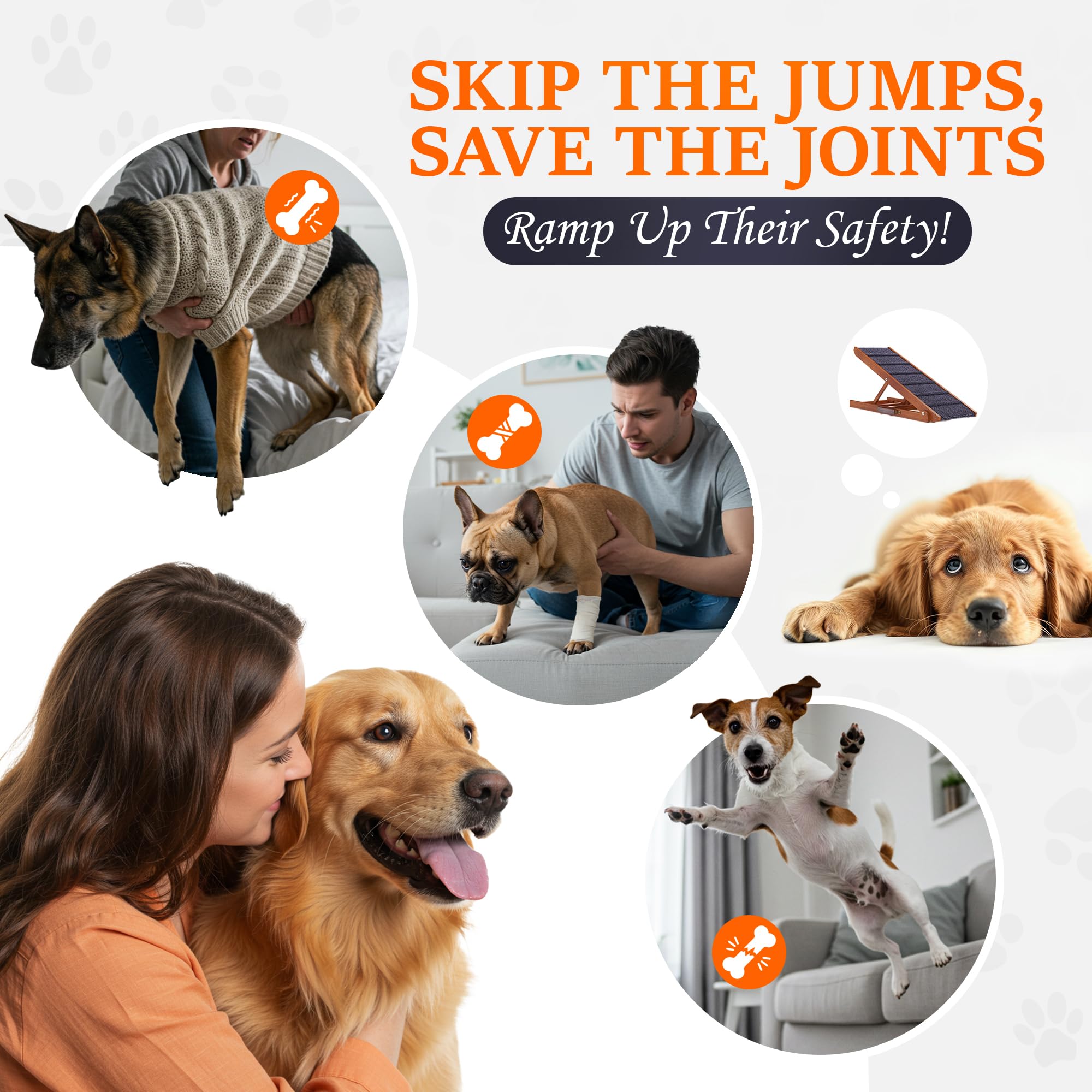 Pathosio Dog Ramp For Bed Portable And Folding Dog Ramp For Couch, For All Breeds Real Wooden Ramp For Dogs To Get On Bed, Adjus