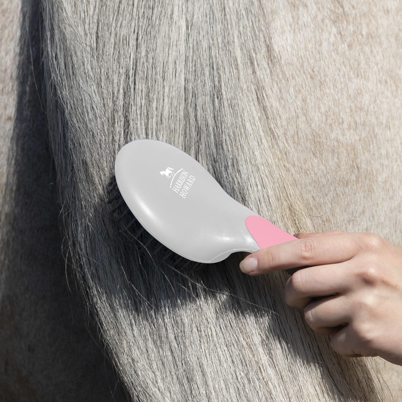 Harrison Howard Horse Mane And Tail Brush - Professional Equestrian Detangler Non-Slip Brush - Pink