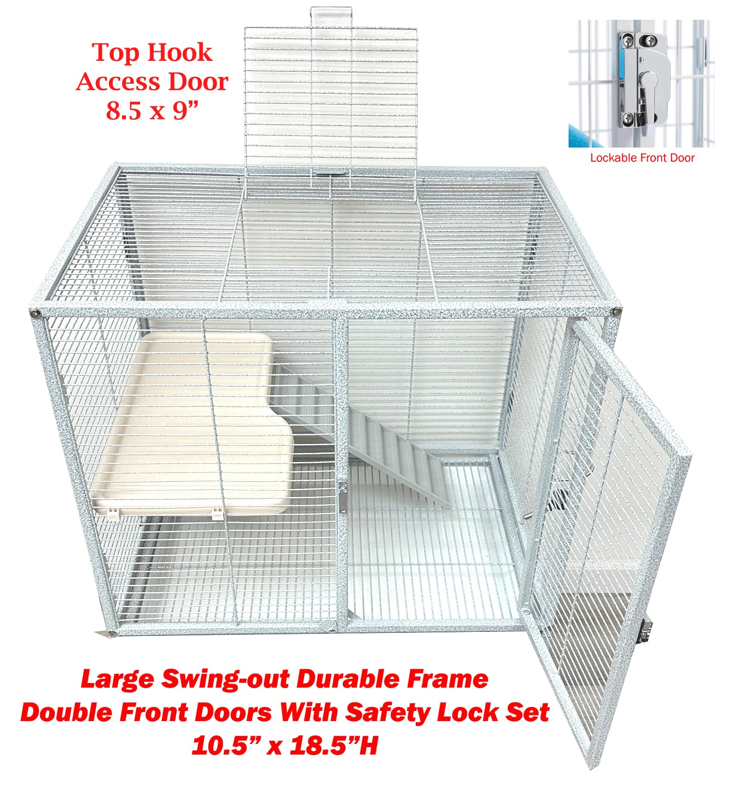 Large Deluxe Double Unit 4-Floors Tight 1/2-Inch Bar Spacing Durable Front Doors For Feisty Ferret Chinchilla Rat Mouse Hamster