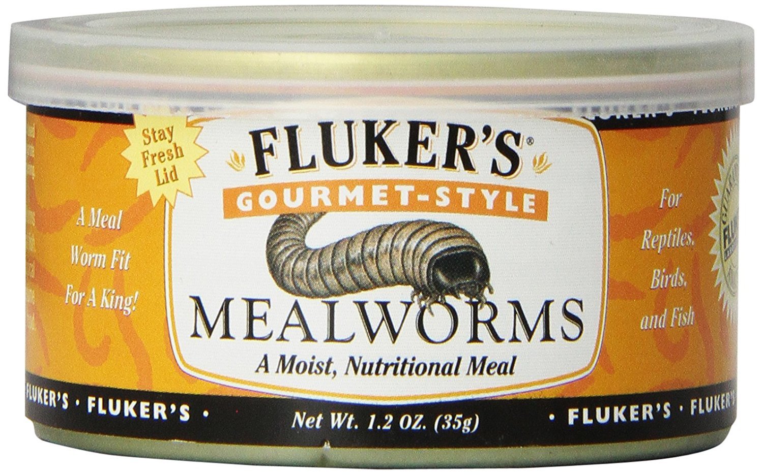 Flukers Gourmet Canned Food for Reptiles, Fish, Birds and Small Animals, Black, Mealworms 1.23 Ounce (Pack of 1)