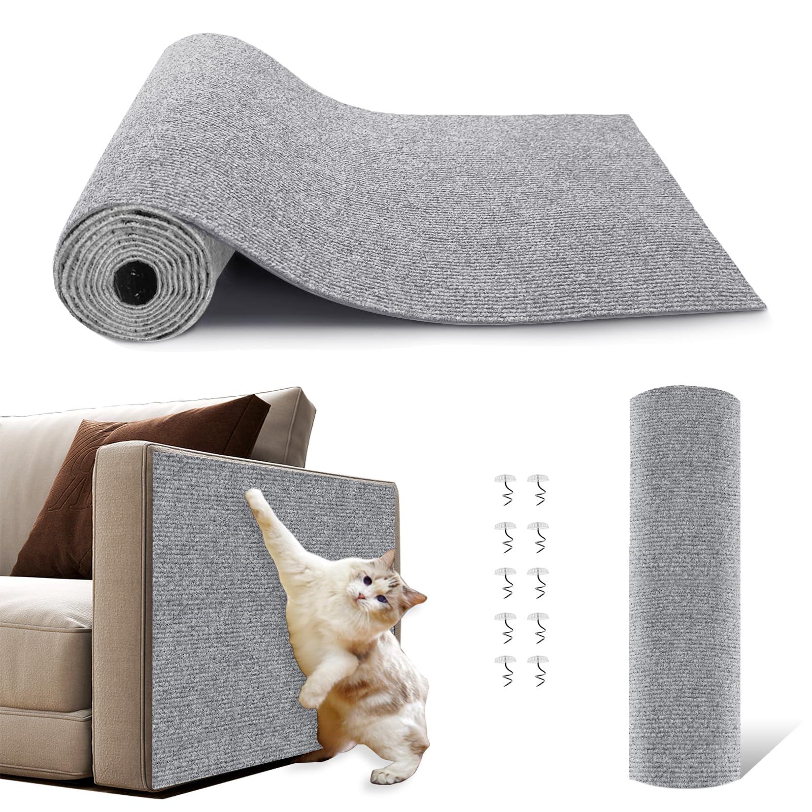 NATUYA Cat Scratch Couch Furniture Protector, 78.7x15.8 Self-Adhesive Cats Scratching Pad Deterrent, Trimmable DIY Climbing Cat 