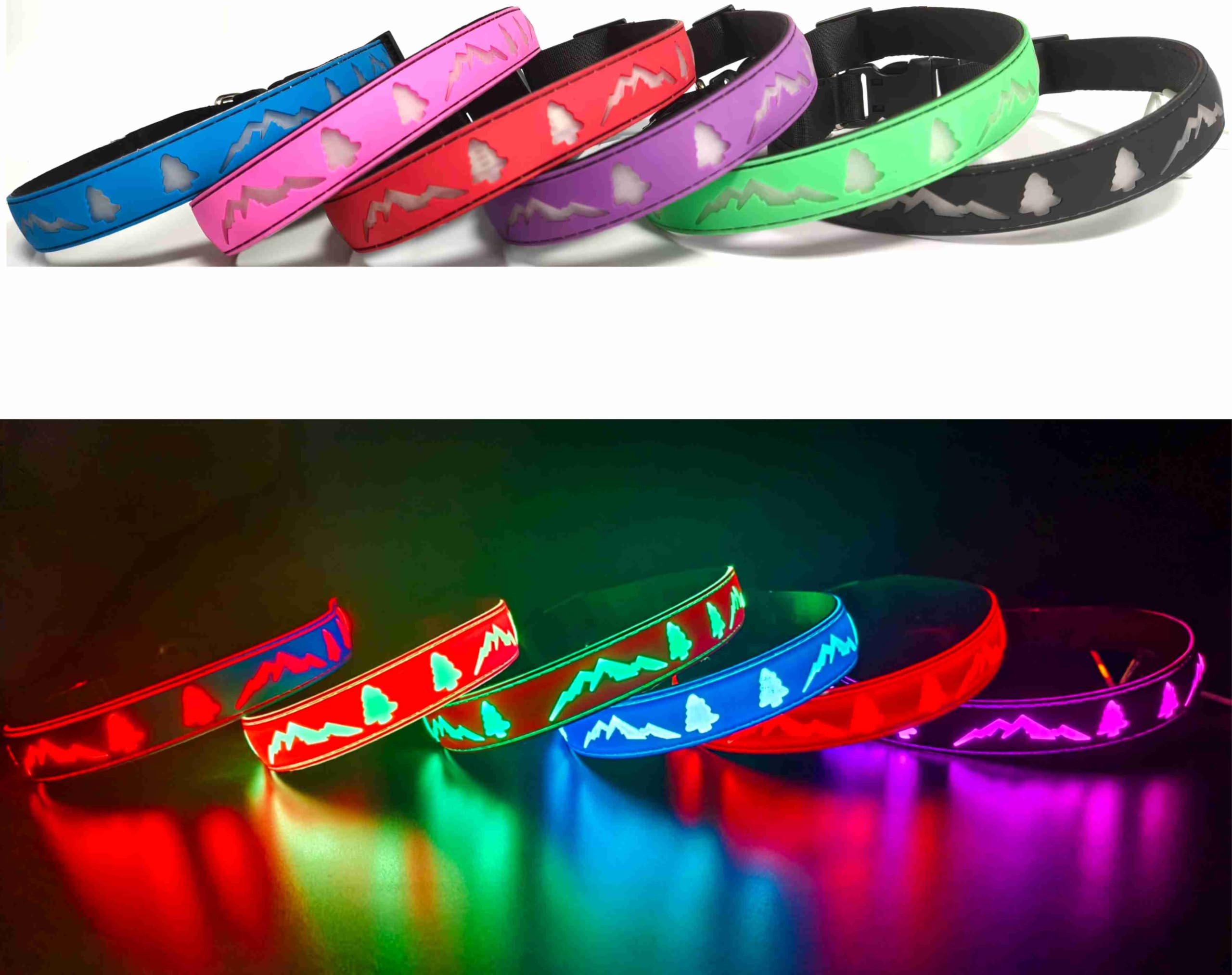 Dogled Led Dog Collar, 15 Light Modes, Usb-C Rechargeable, Silicone Material, Adjustable Size, (Red, M(11.8-15.7''))