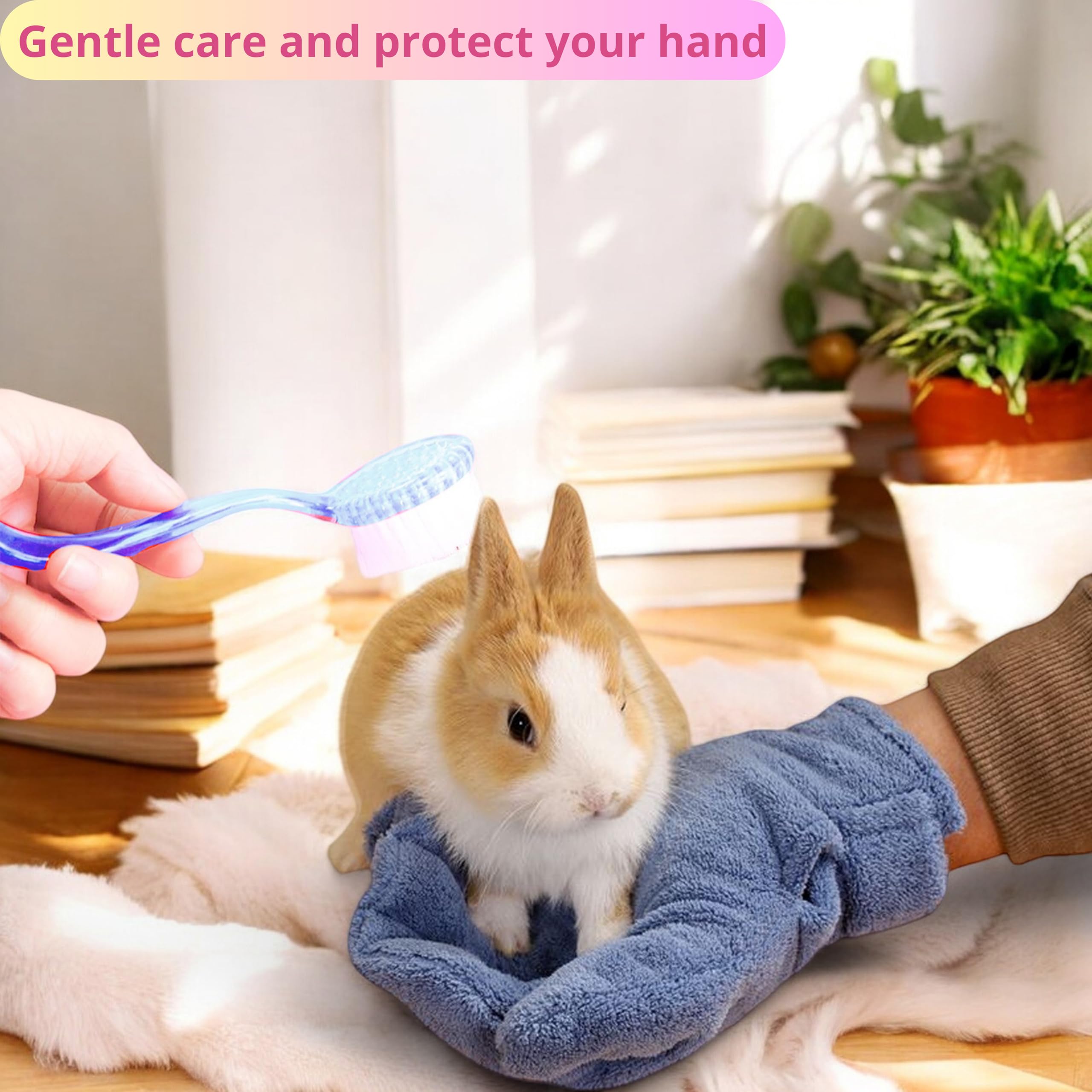 Hamster Calming Bite Proof Glove And Grooming Brush Set, Brush For Hamster Cage, Hamsters Gloves, Calming Glove And Brush For Fe