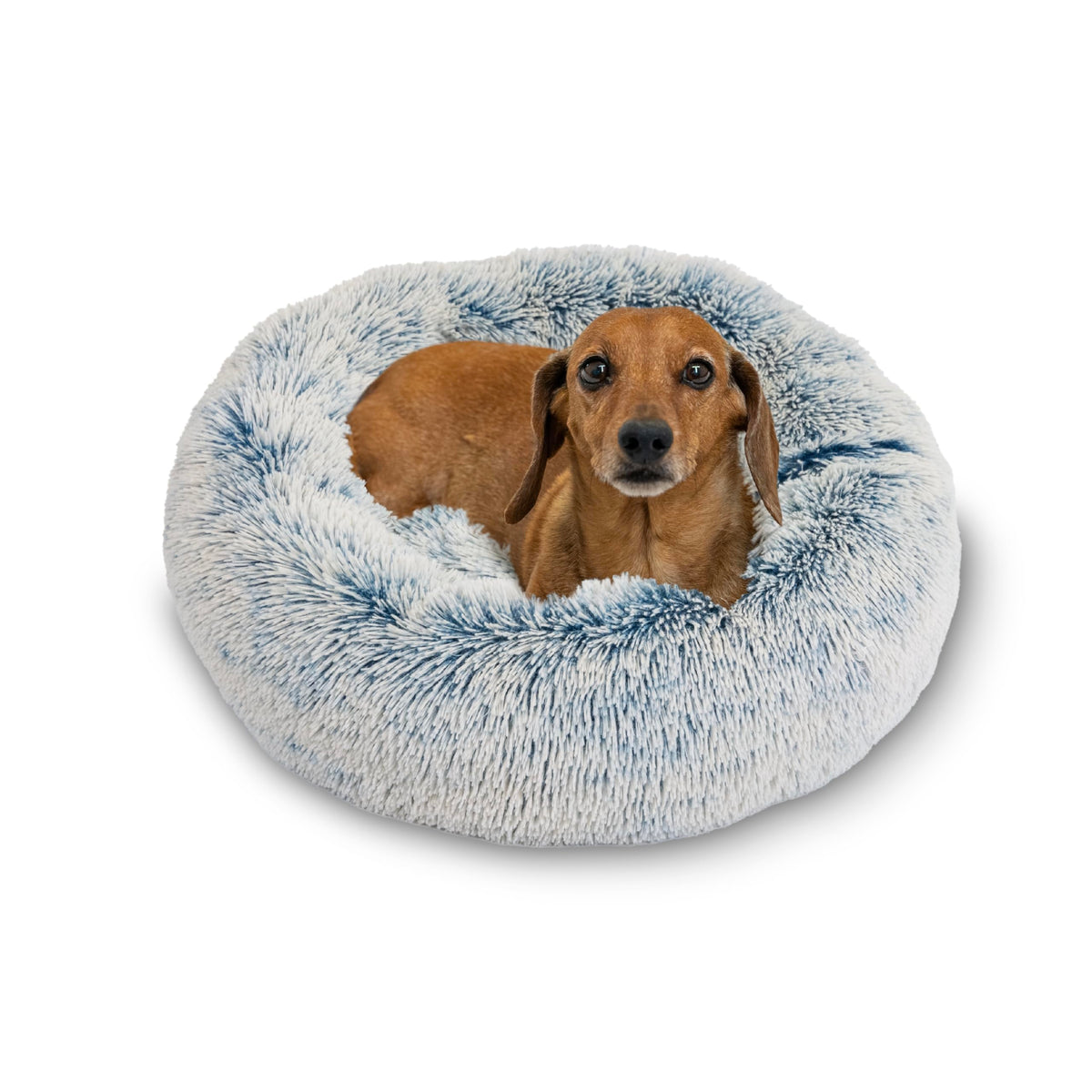 Best Friends By Sheri The Original Calming Donut Cat And Dog Bed In Shag Fur Denim, Small 23''