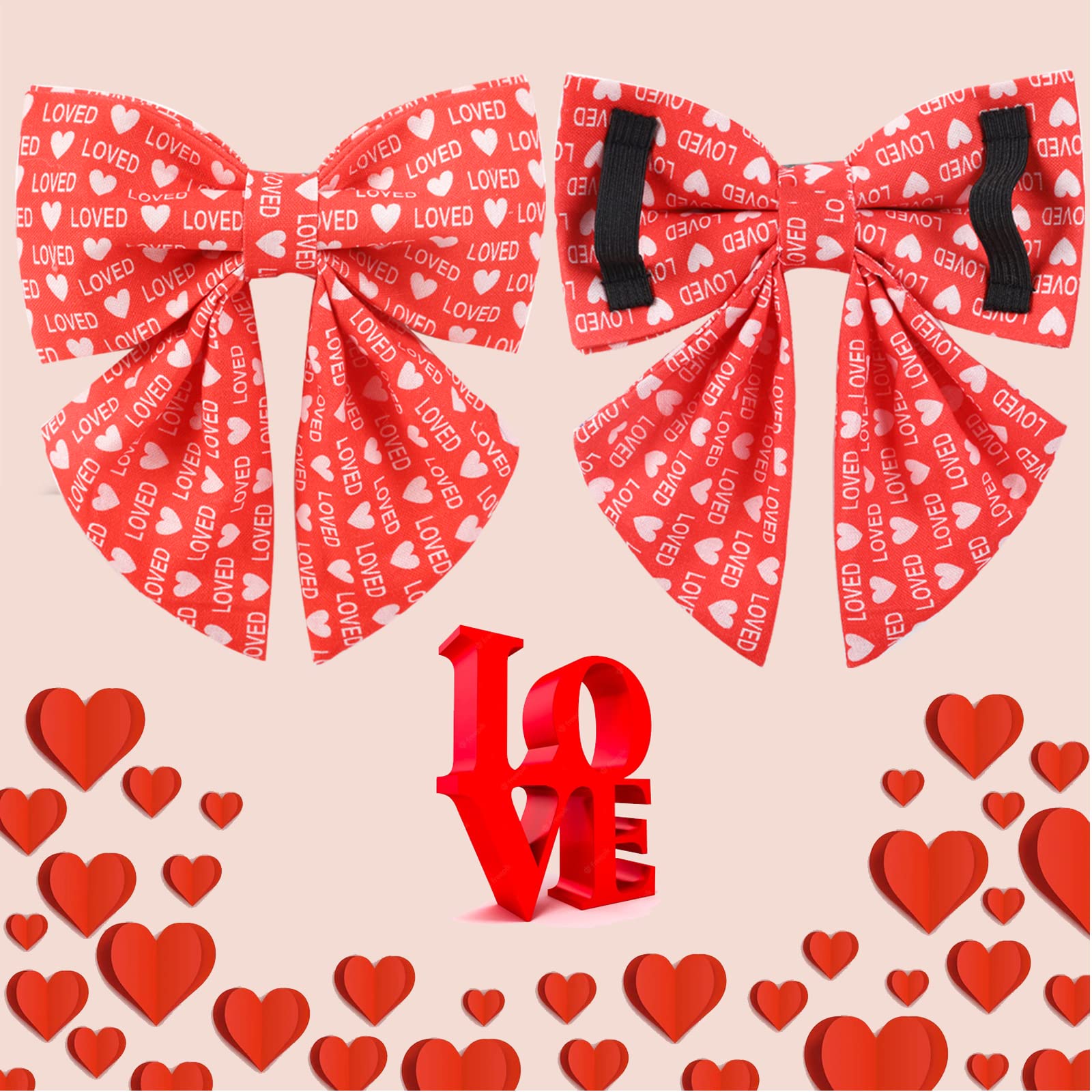 Up Urara Pup Valentine Dog Collar With Bow Tie, Valentine Bowtie Collar For Puppy Girl Boy Dog Or Cat, Cotton Collar With Durable Metal Buckle, Valentine’S Day Gift Pet Collar, Xs, Neck 8-12In