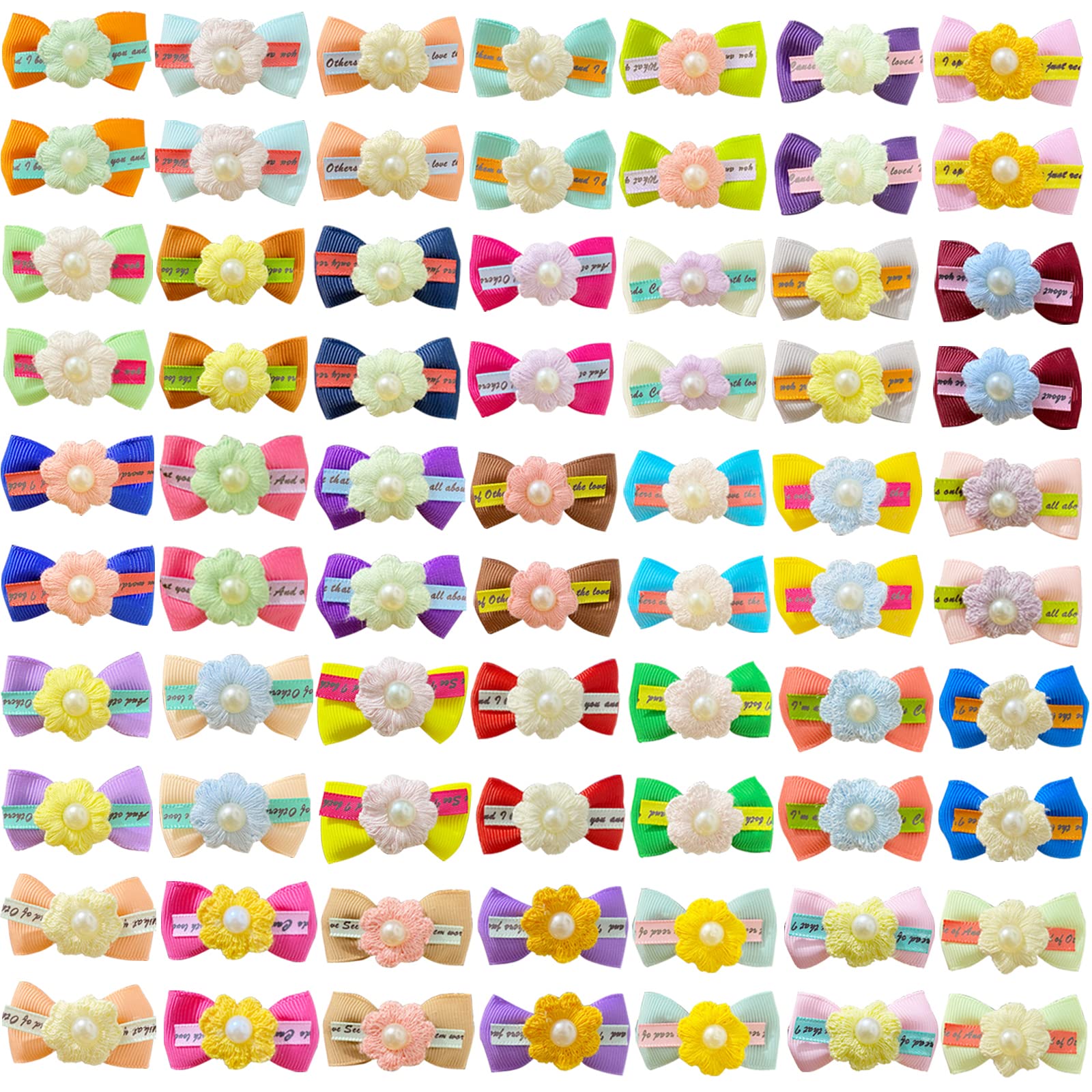 Dorui 70 Pcs Dog Hair Bows, Cute Hair Alligator Clip Bowknot With Pearl For Puppy Yorkie Small Pet Grooming Hair Accessories(70 Pcs Alligator Clip Pearls)