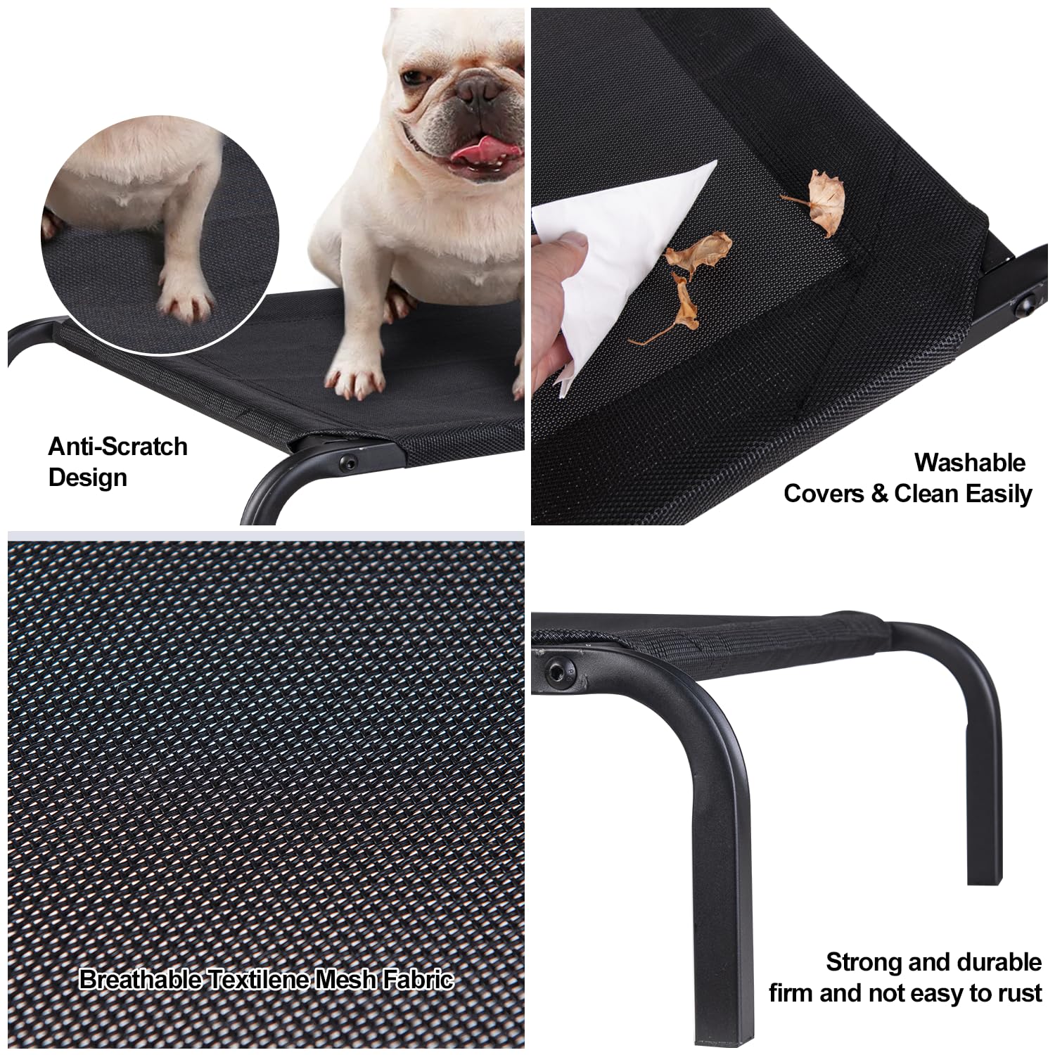 Elevated Outdoor Dog Bed, Dog Cot Bed Waterproof, Portable Indoor & Outdoor Pet Hammock Bed, Frame With Washable, Breathable, Du