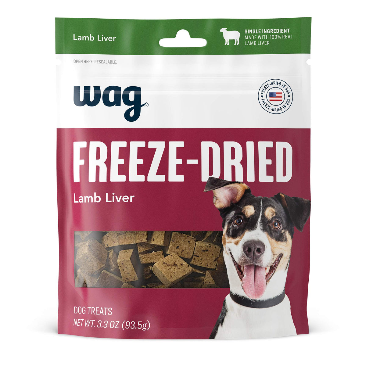 Amazon Brand - Wag Freeze-Dried Raw Single Ingredient Dog Treats Lamb, 3.3Oz