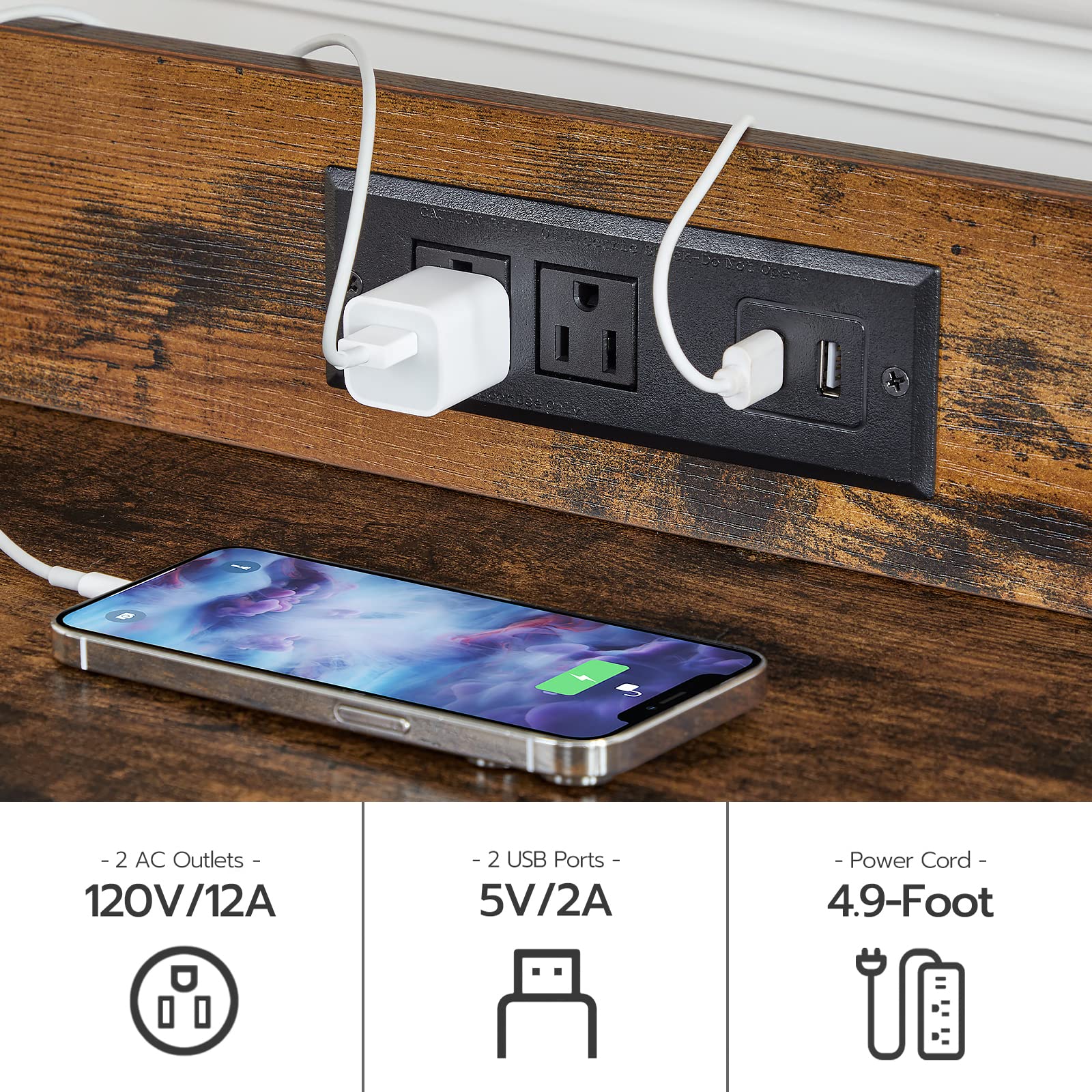 Hoobro Litter Box Enclosure With 2 Storage Shelves, Indoor Tall Cat Litter Box Furniture Hidden With Charging Station With Cat H