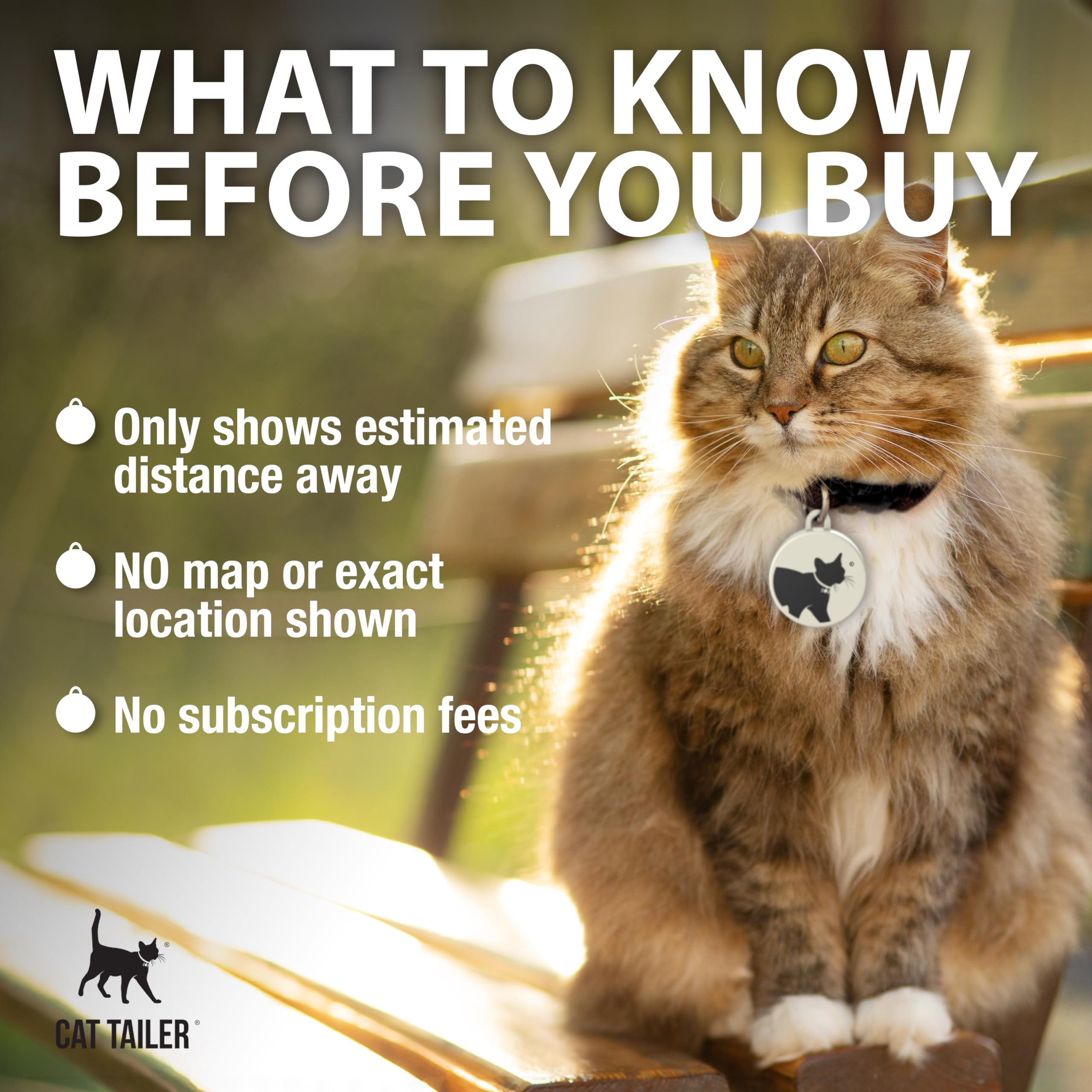 Cat Tailer Cat Tracker - Small and Lightweight Waterproof Bluetooth Pet Collar Attachment, 328 Foot Range, Replaceable 6 Month B