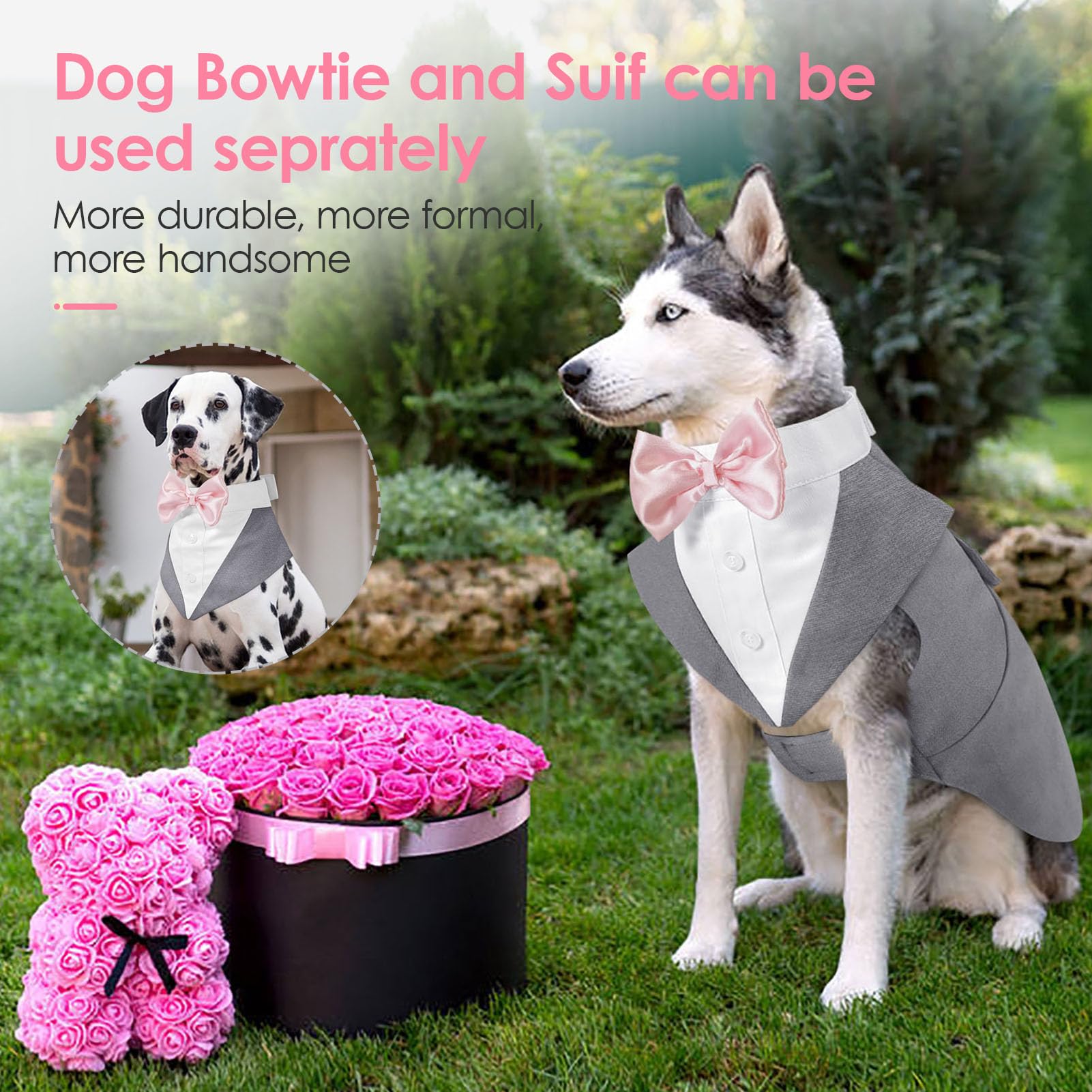 Aofitee Dog Tuxedo Formal Dog Suit And Bandana Set, Gentle Dogs Wedding Party Suit Bow Tie Shirt, Tuxedo For Small Dogs Costume
