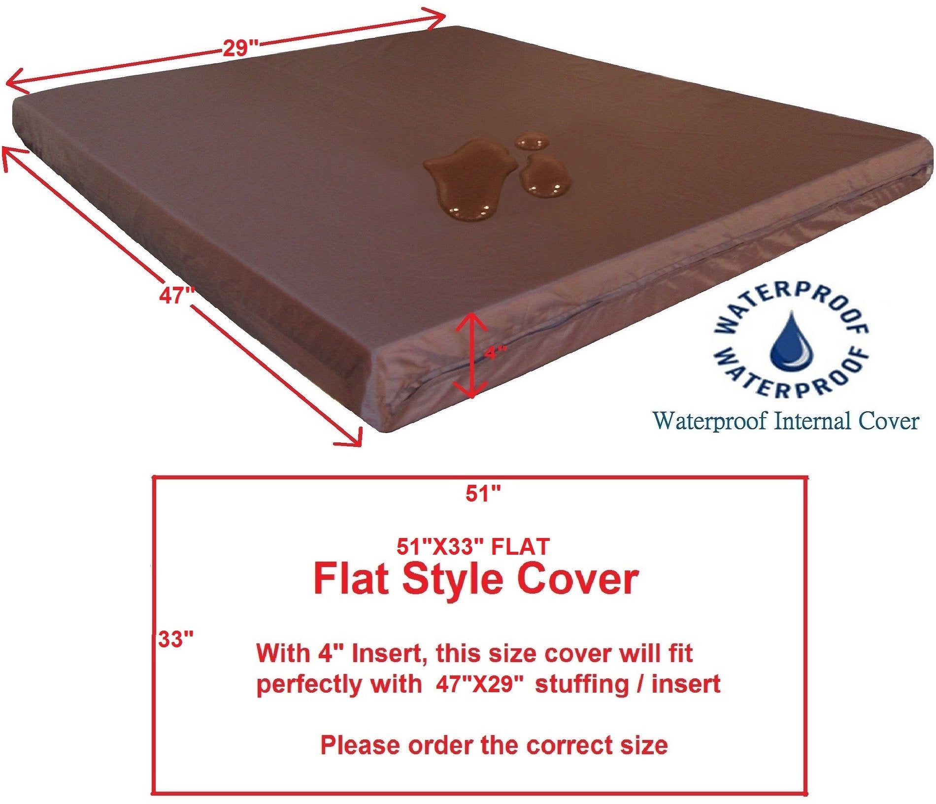 Dogbed4Less 2 Pack Internal Duvet Case Waterproof Zipper Dog Bed Cover For Extra Large 47''X29''X4'' Memory Foam Pad Pet Bed - 5