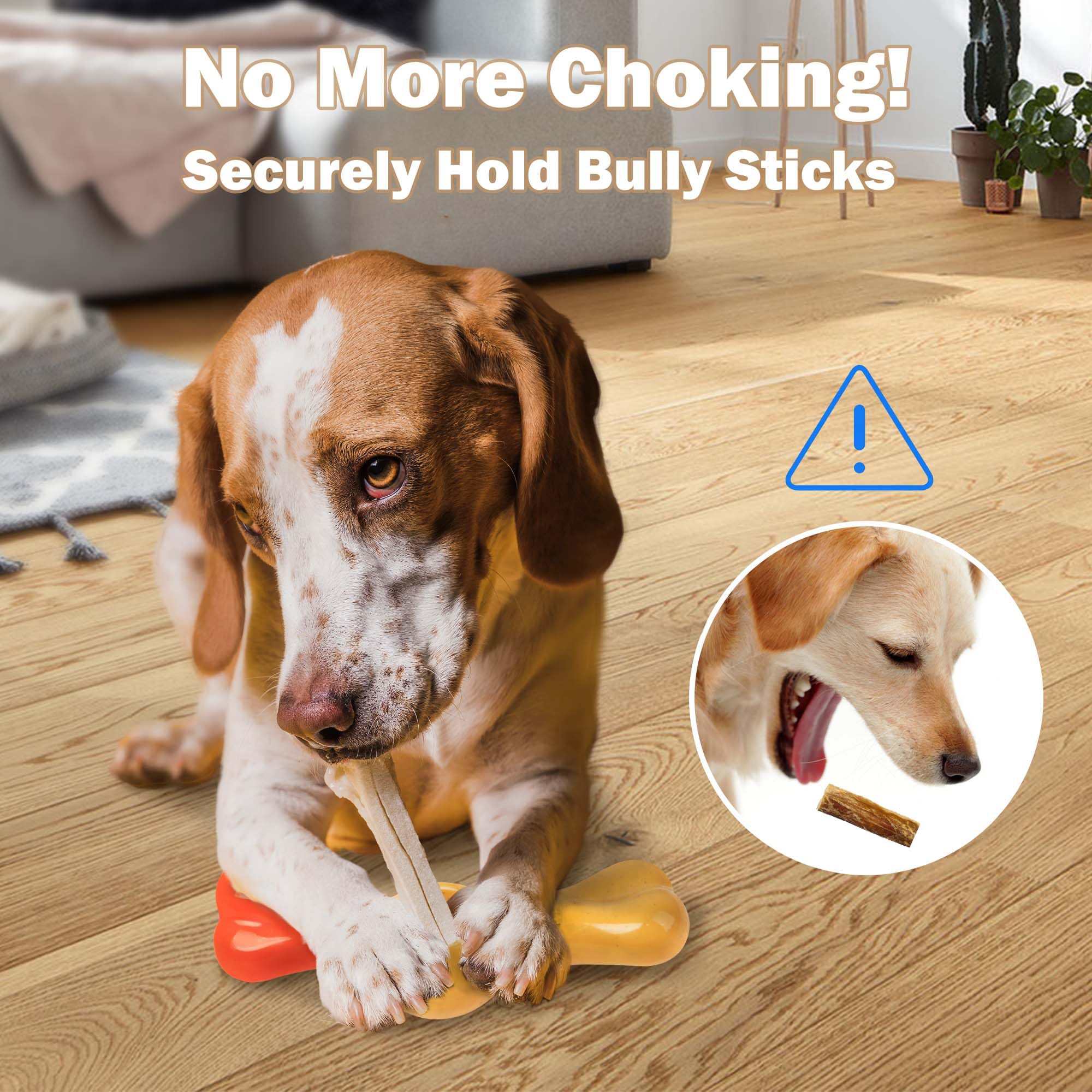 ALL FOR PAWS Bully Stick Holder for Dogs, Heavy Duty, BPA-Free, Adjustable Fit for Middle Dogs Over 20 lbs, Brown Nylon