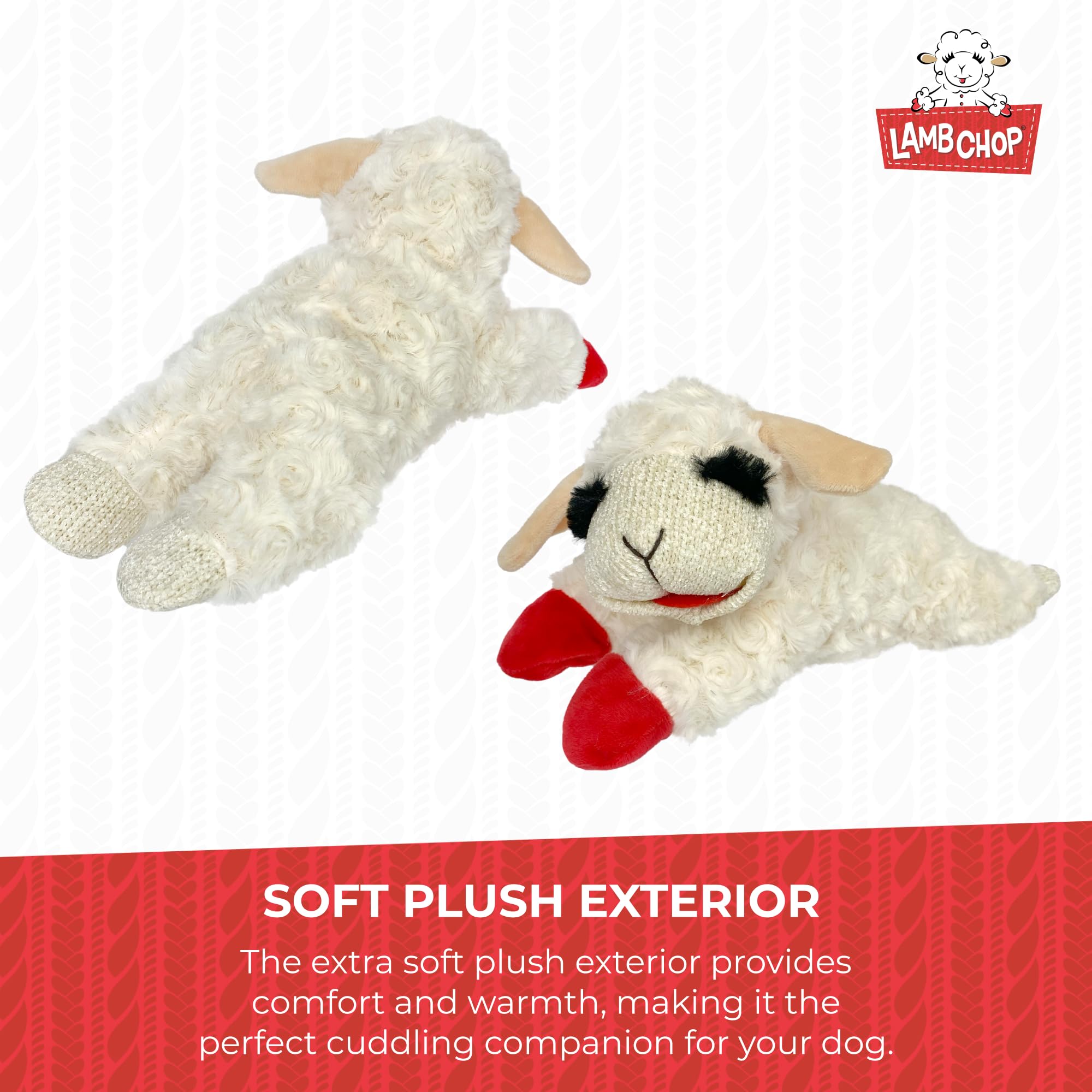Multipet Mini Lamb Chop Officially Licensed, Plush, Squeak Pet Toy (White, 10)