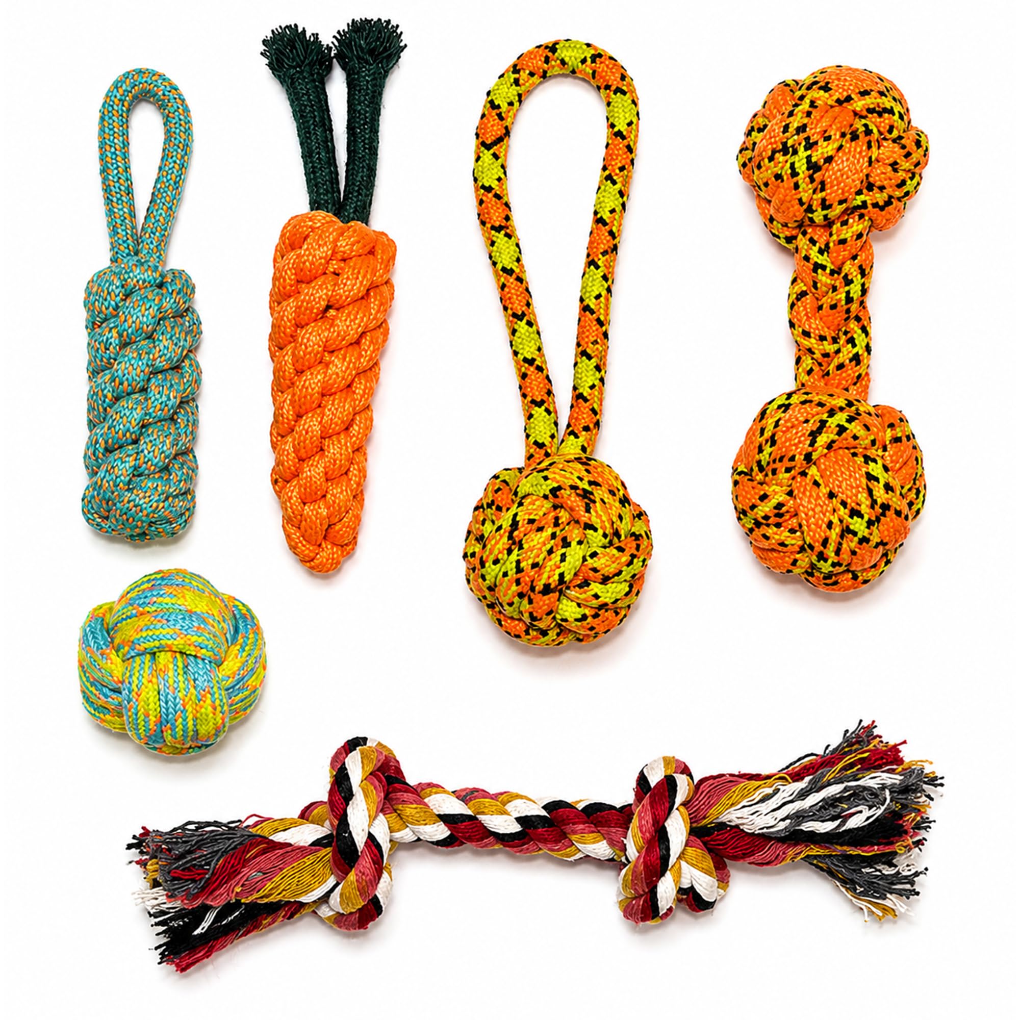 Petjoy Rope Ball Dog Toy For Puppies, Small & Medium Dogs | Cotton Chew Toy For Teething, Tug Of War, Fetch & Training | Interac