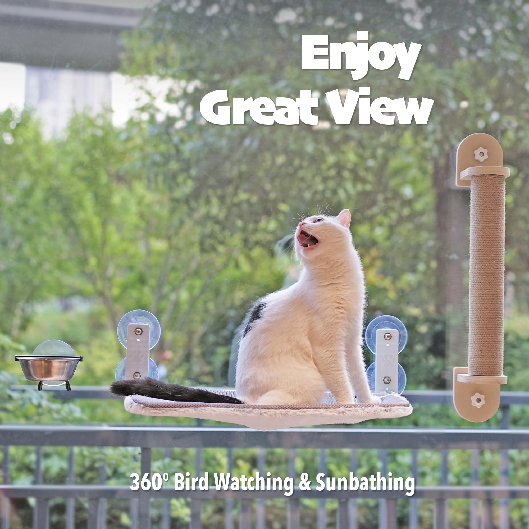 Petkaray Window Scratching Post, Cat Window Perch Climber, Window Mount 23.5'' Cat Scratching Post With Suction Cups