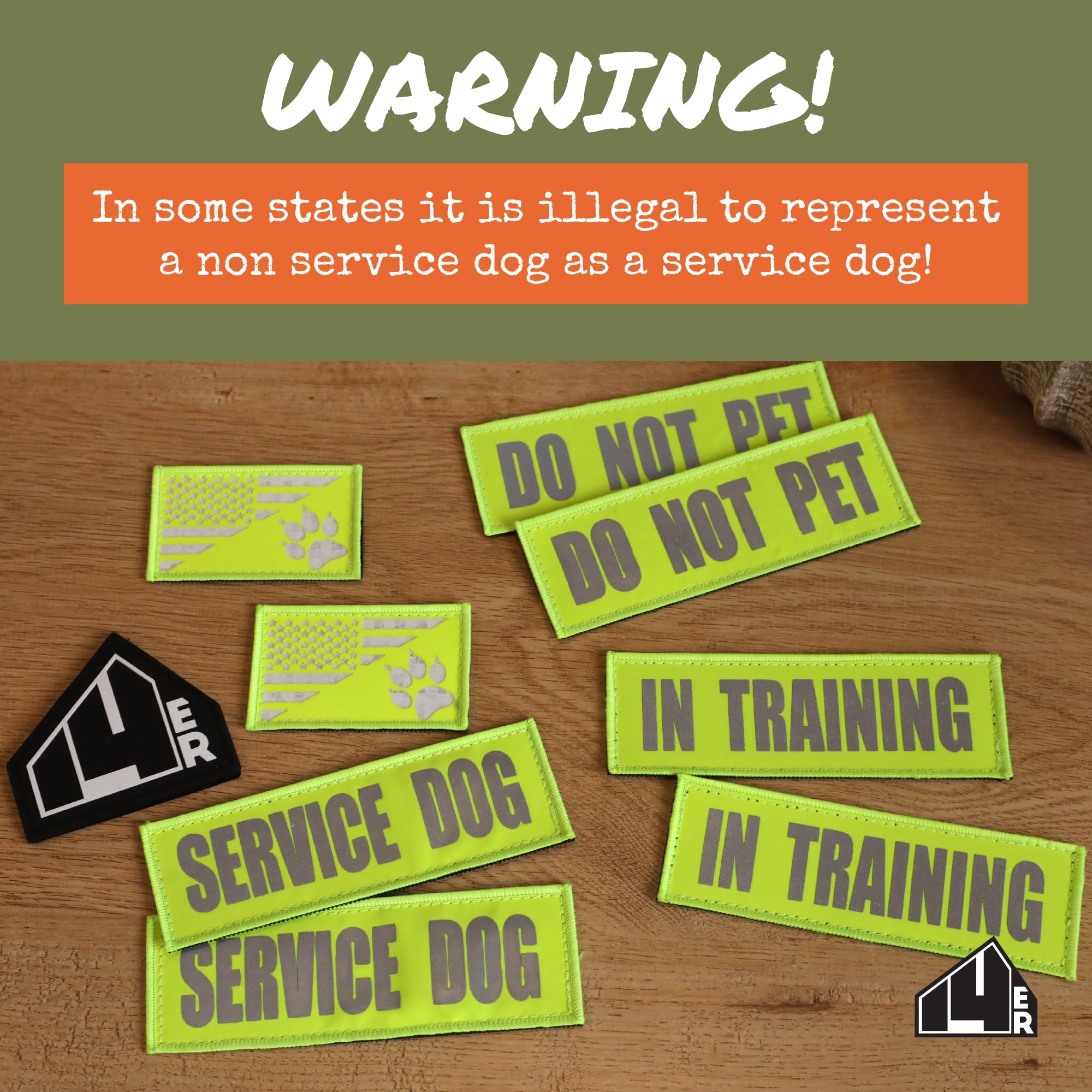14Er Tactical Reflective Service Dog Patches | Do Not Pet Patch, Service Dog In Training Patches, Dog Collar Patch | Service Dog Vest Patches, Dog Patches For Harness | Service Dog Patch Set (9-Pack)