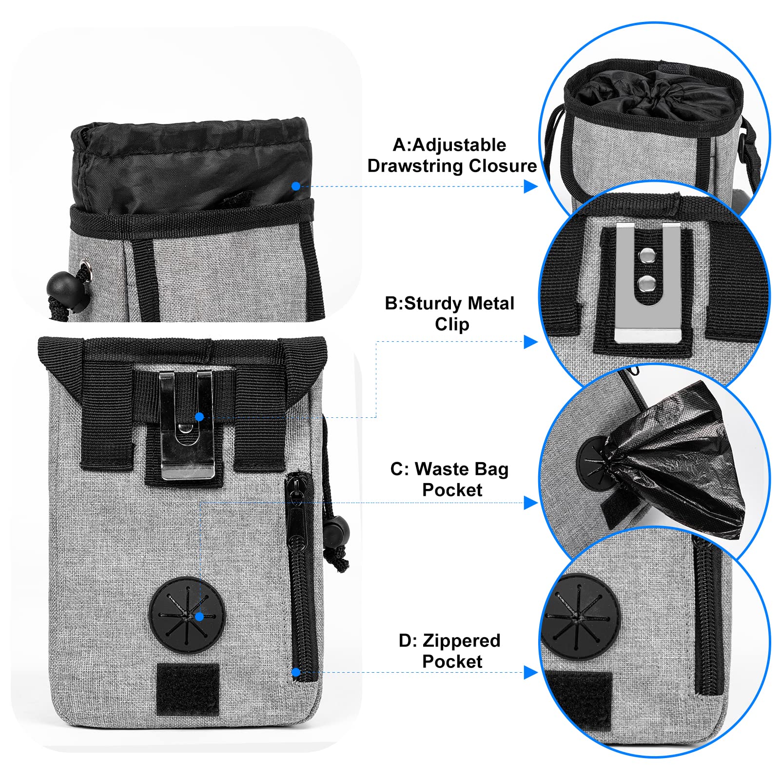 Airline Approved Dog Travel Bag With 2 Dog Treat Training Pouches, Dog Tote Organizer For Weekend Pet Travel Supplies & Accessor