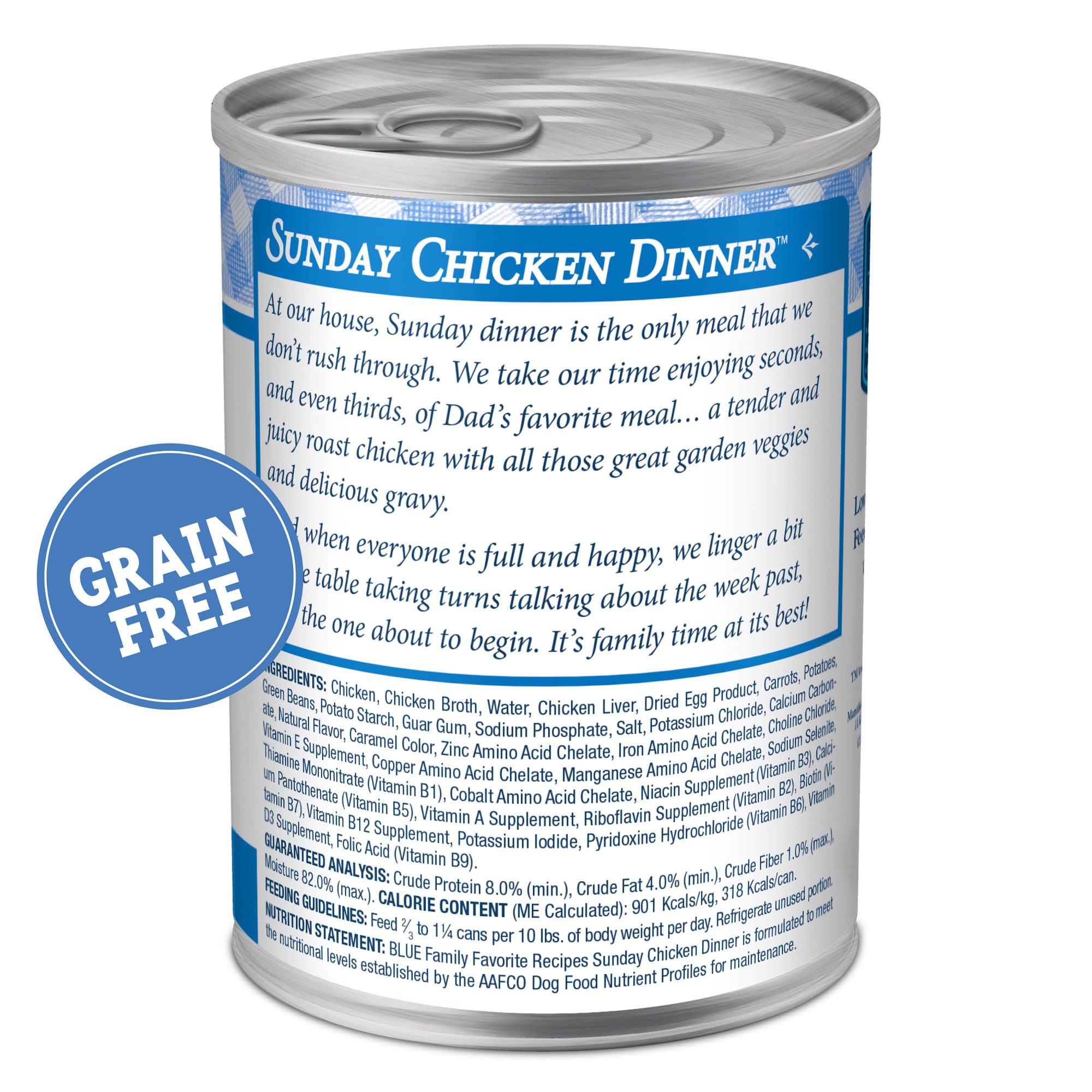 Blue Buffalo Family Favorites Adult Wet Dog Food, Made with Natural Ingredients, Sunday Chicken Dinner, 12.5-oz Can (Pack of 12)