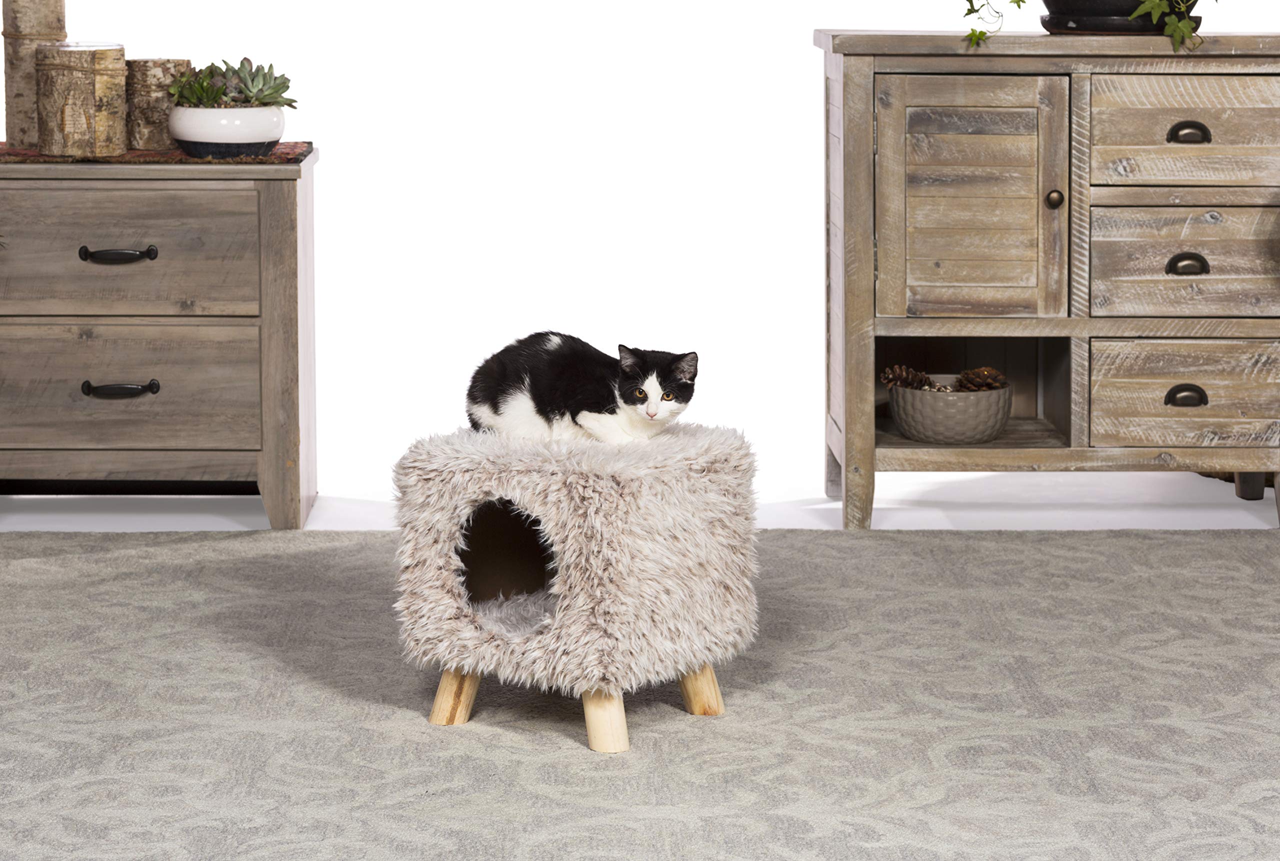 PH Prevue Hendryx Kitty Power Paws Cozy Cube Furniture, One Size, Frost Tan, Model 7380