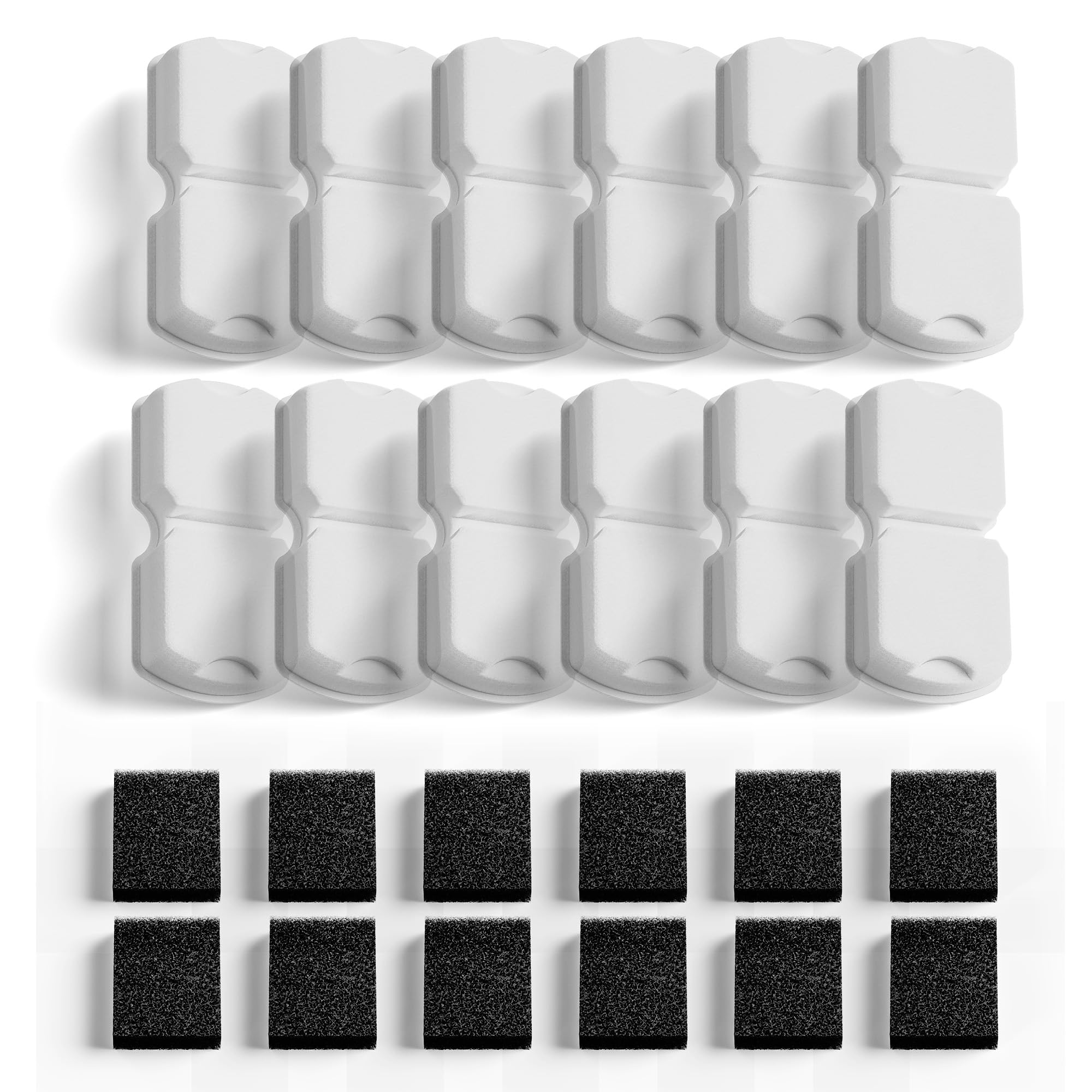 GIOTOHUN Cat Water Fountain Filter: 24 Cat Fountain Filter Replacement - 24 Pet Fountain Filter - 12 Carbon Filters & 12 Foam Fi