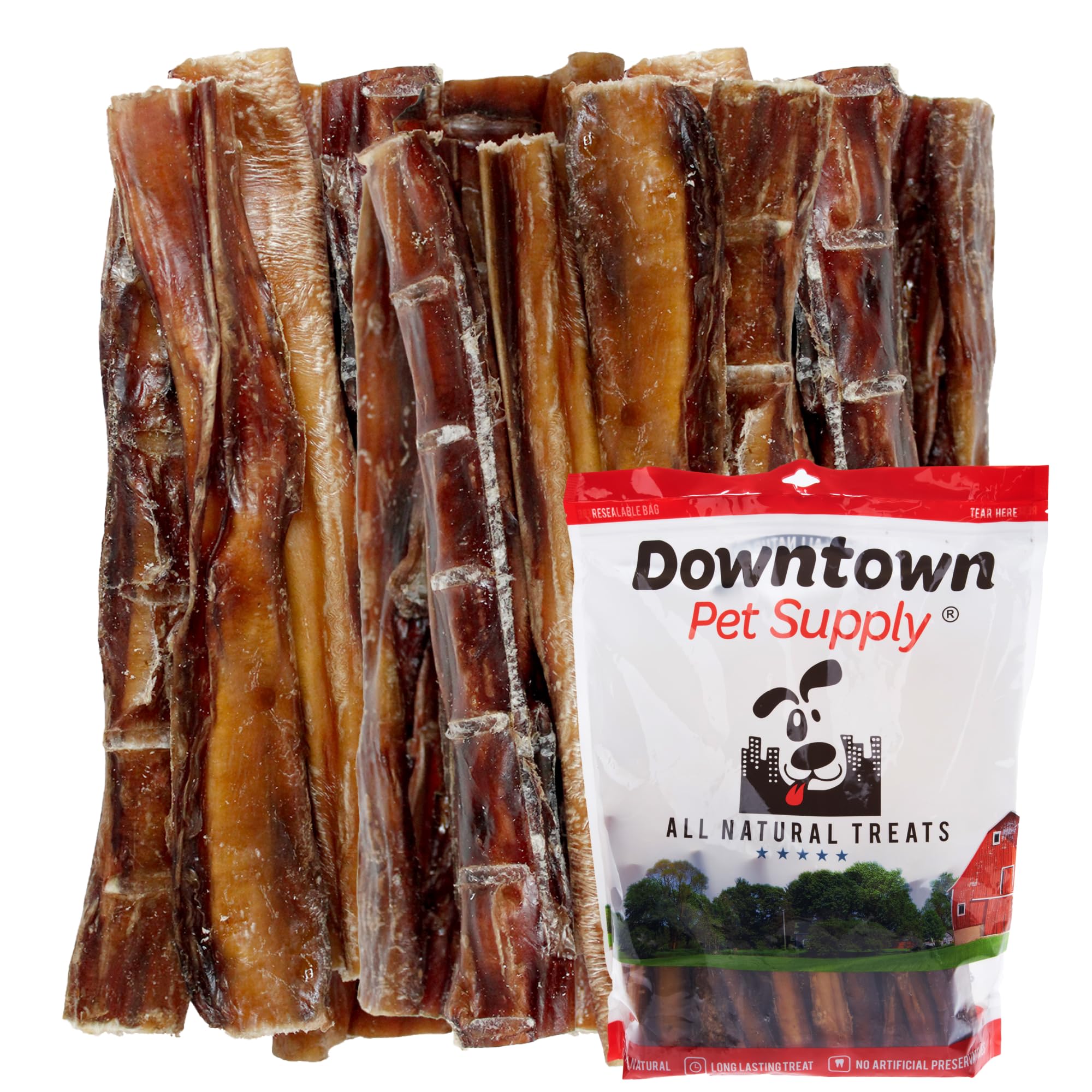 Downtown Pet Supply 6-inch Bully Sticks for Dogs, 0.5 LB - USA Sourced, No Hide Dog Chews Long Lasting and Non-Splintering - Nut