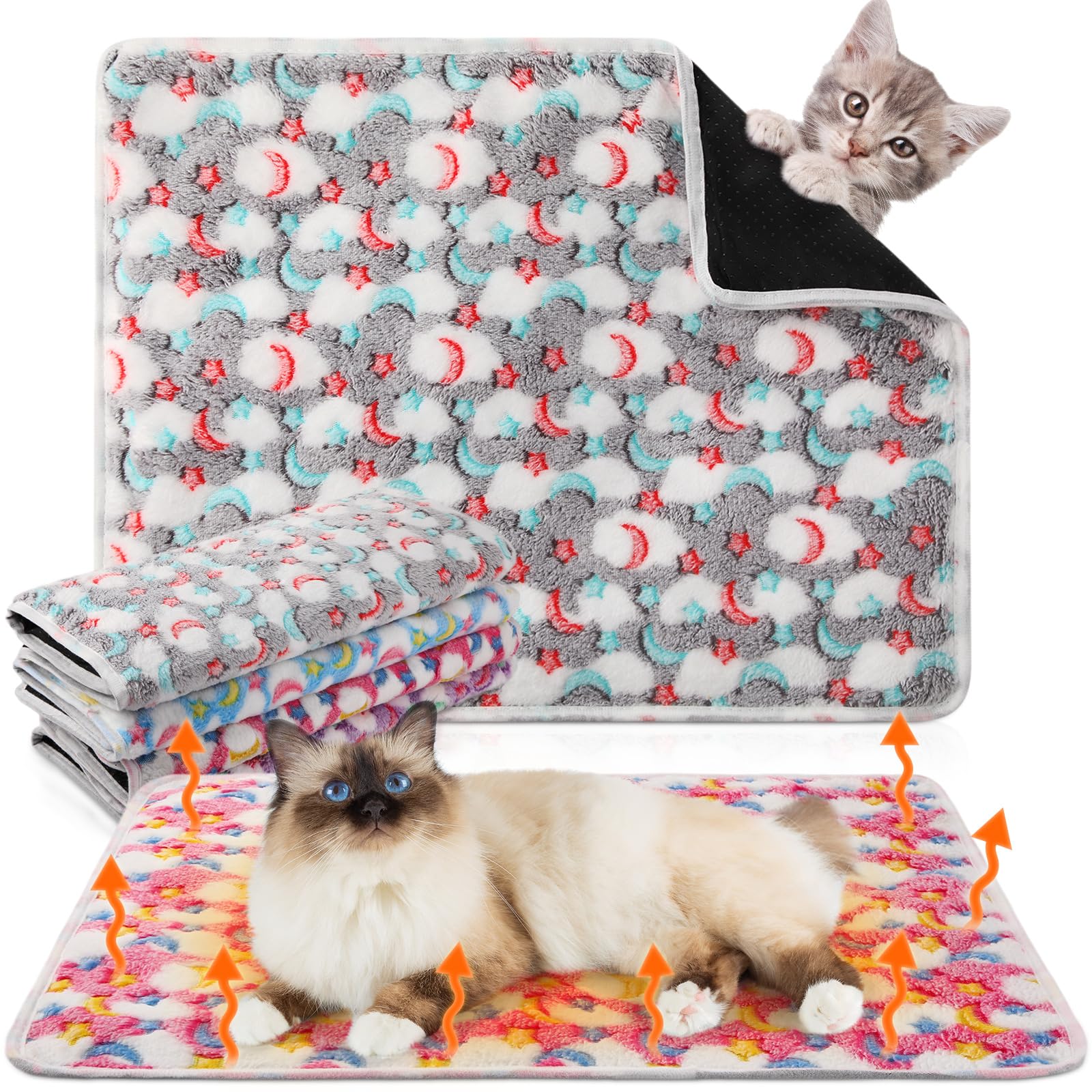 Clysee 4 Pack Self Heating Cat Bed Cat Self Warming Pad With Removable Cover Extra Warm Thermal Pet Pad Washable Pet Crate Mat A