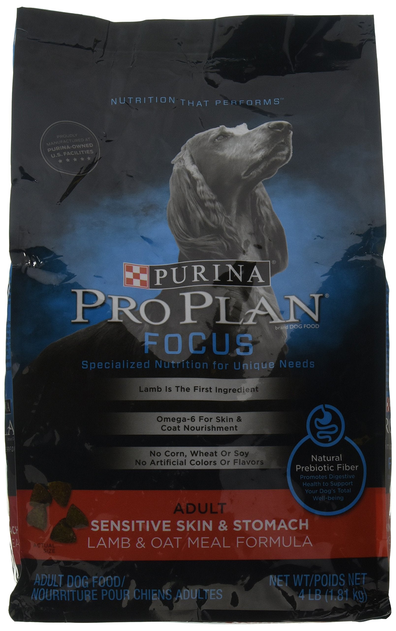 Purina Pro Plan Focus Adult Sensitive Skin And Stomach Lamb & Oat Meal Formula Dog Food 4 Lb Bag